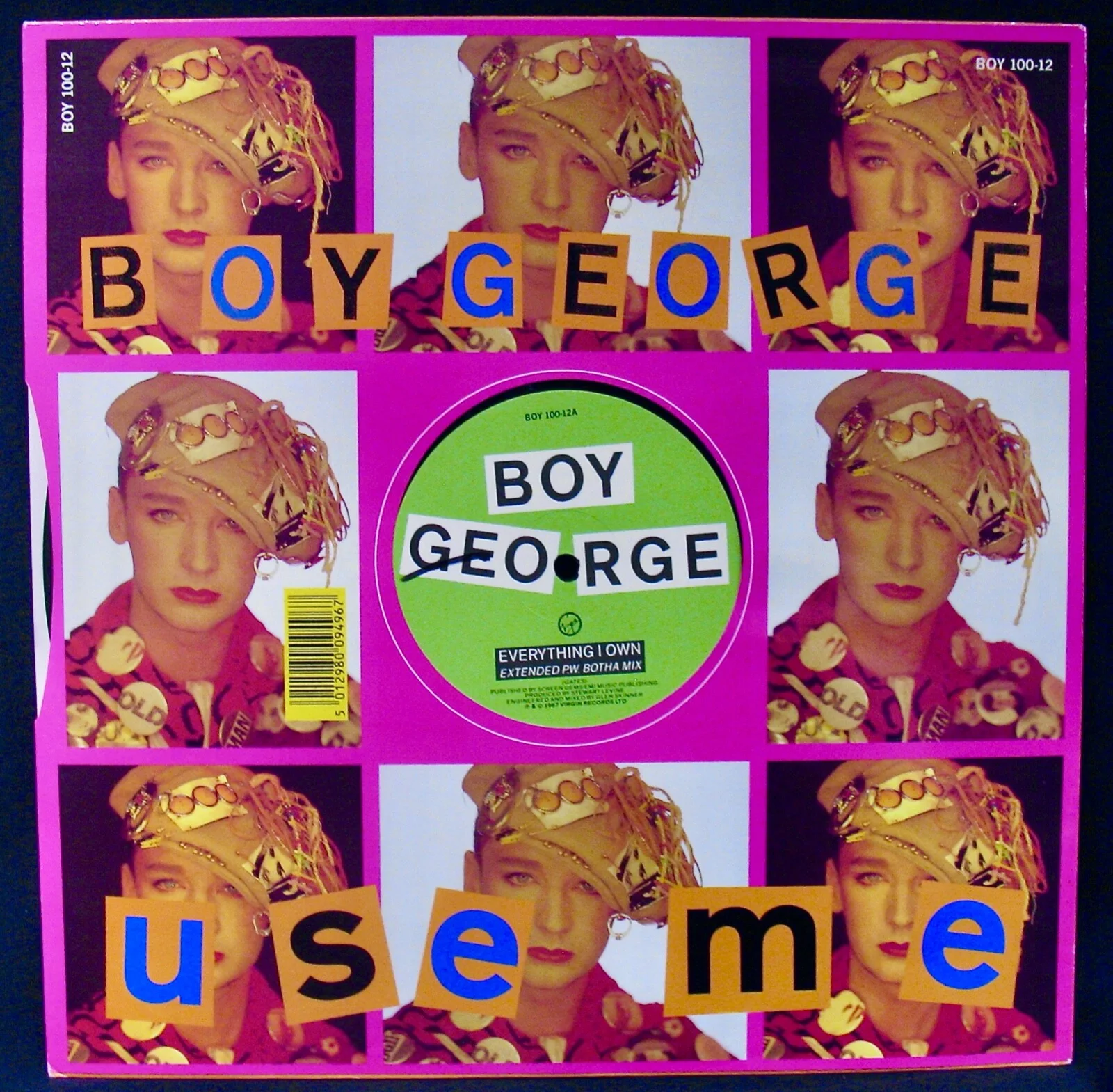 BOY GEORGE~Autographed EVERYTHING I OWN Maxi Single~Karma Chameleon, image 2