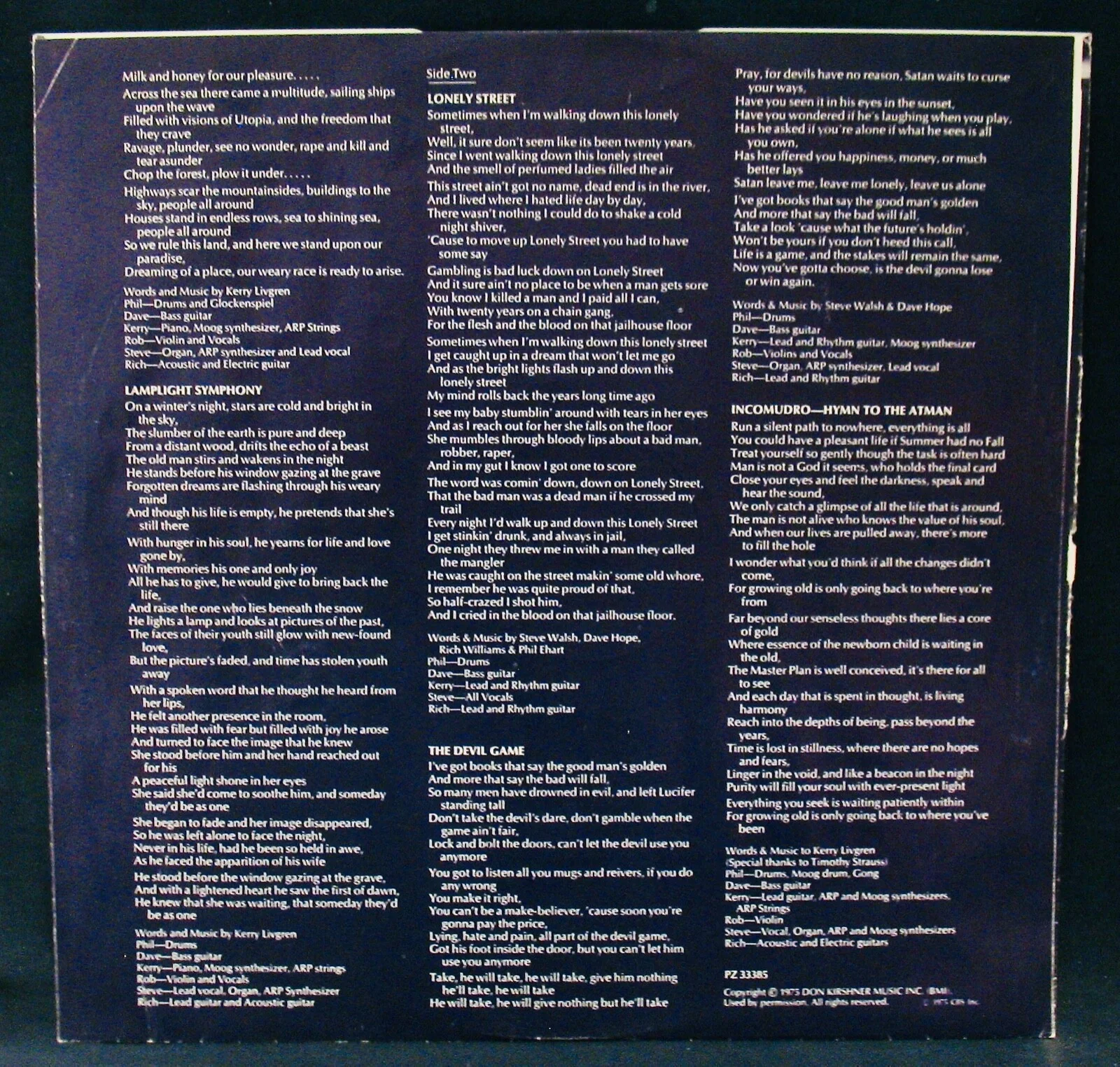 KANSAS • Autographed SONG FOR AMERICA Album by Steve Walsh & 4 Other Members~COA, изображение 4