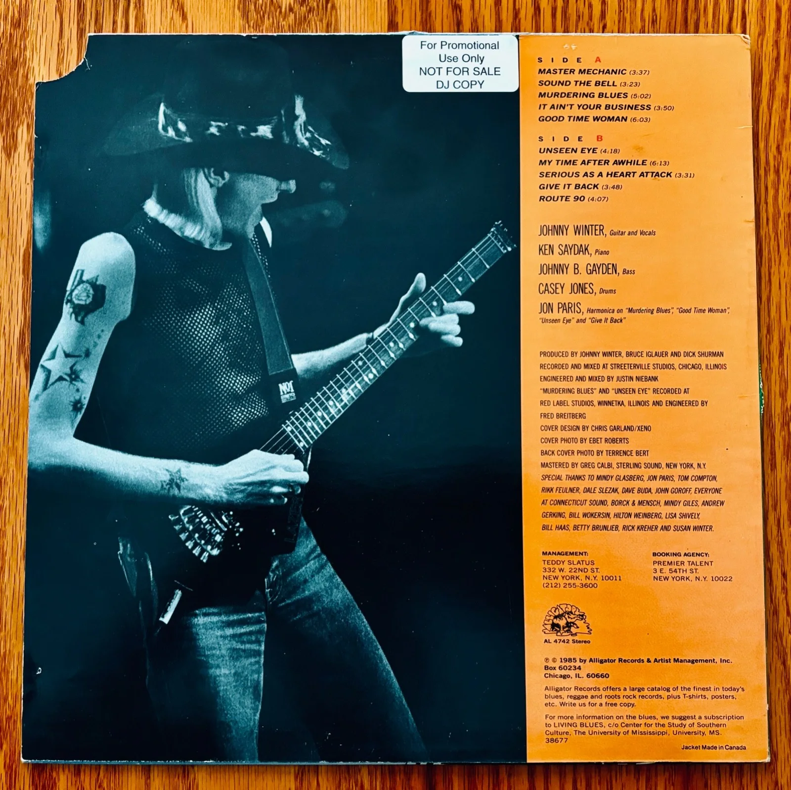 JOHNNY WINTER~Signed SERIOUS BUSINESS DJ/Promo Album~ALLIGATOR #AL 4742~Blues, изображение 3