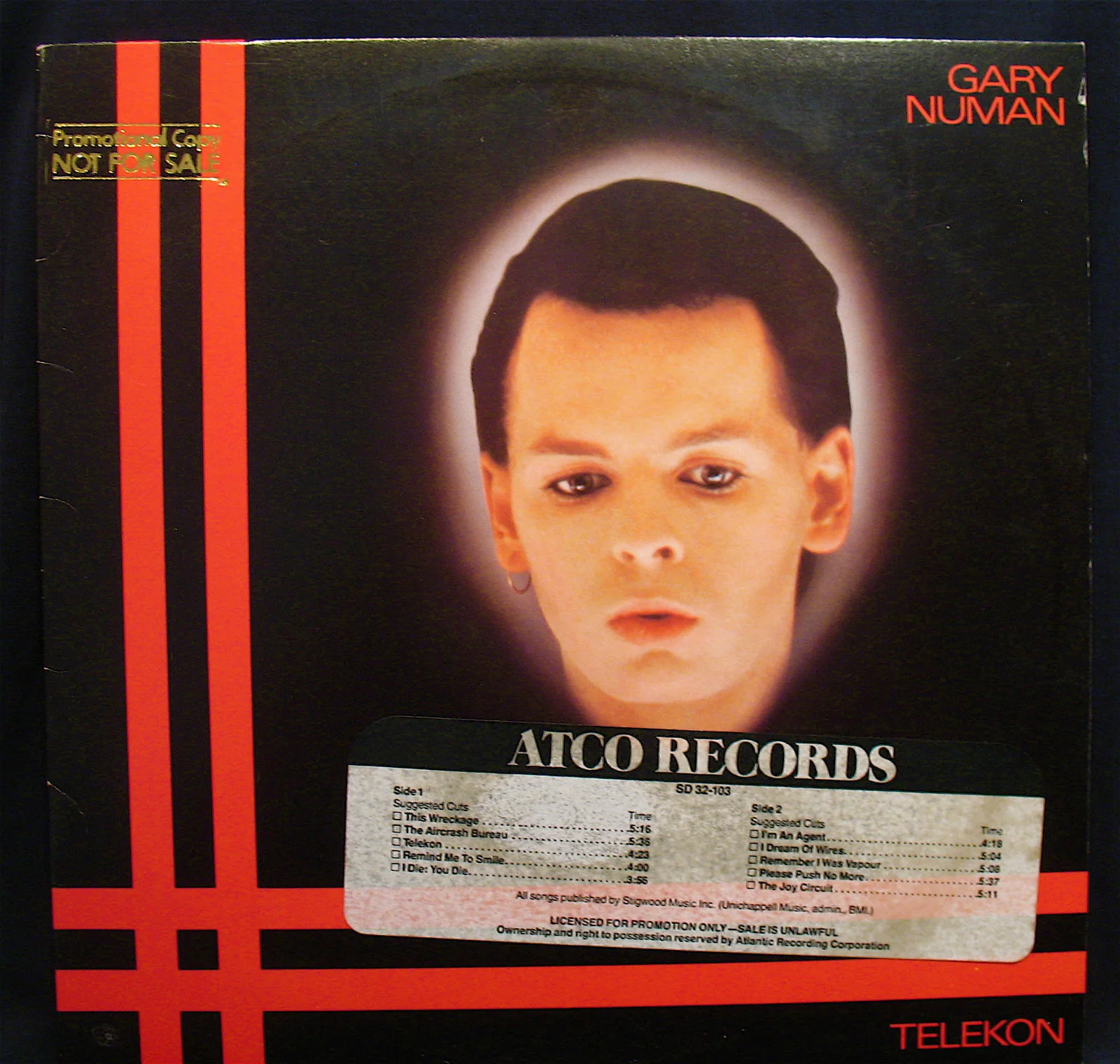 GARY NUMAN-Rare Autographed TELEKON Promotional Only Album, изображение 2