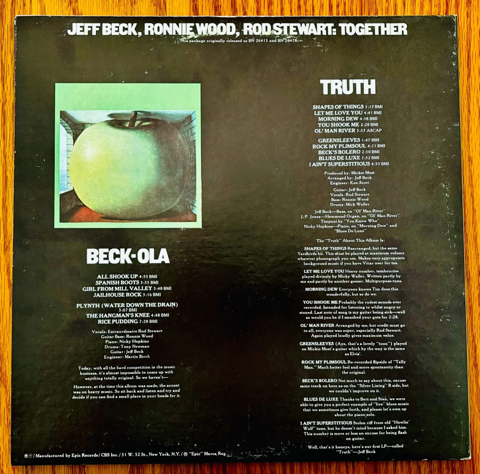 JEFF BECK Signed TRUTH & BECK-OLA Album~EPIC #BG 33779~Near Mint! The Yardbirds, изображение 4