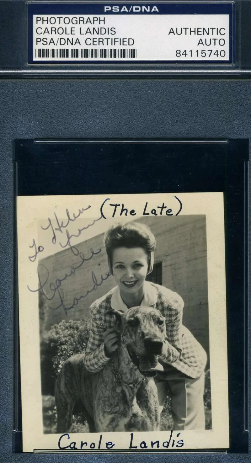 Carole Landis — Carole Landis PSA DNA Coa Signed Original 1940`s Photo Autograph