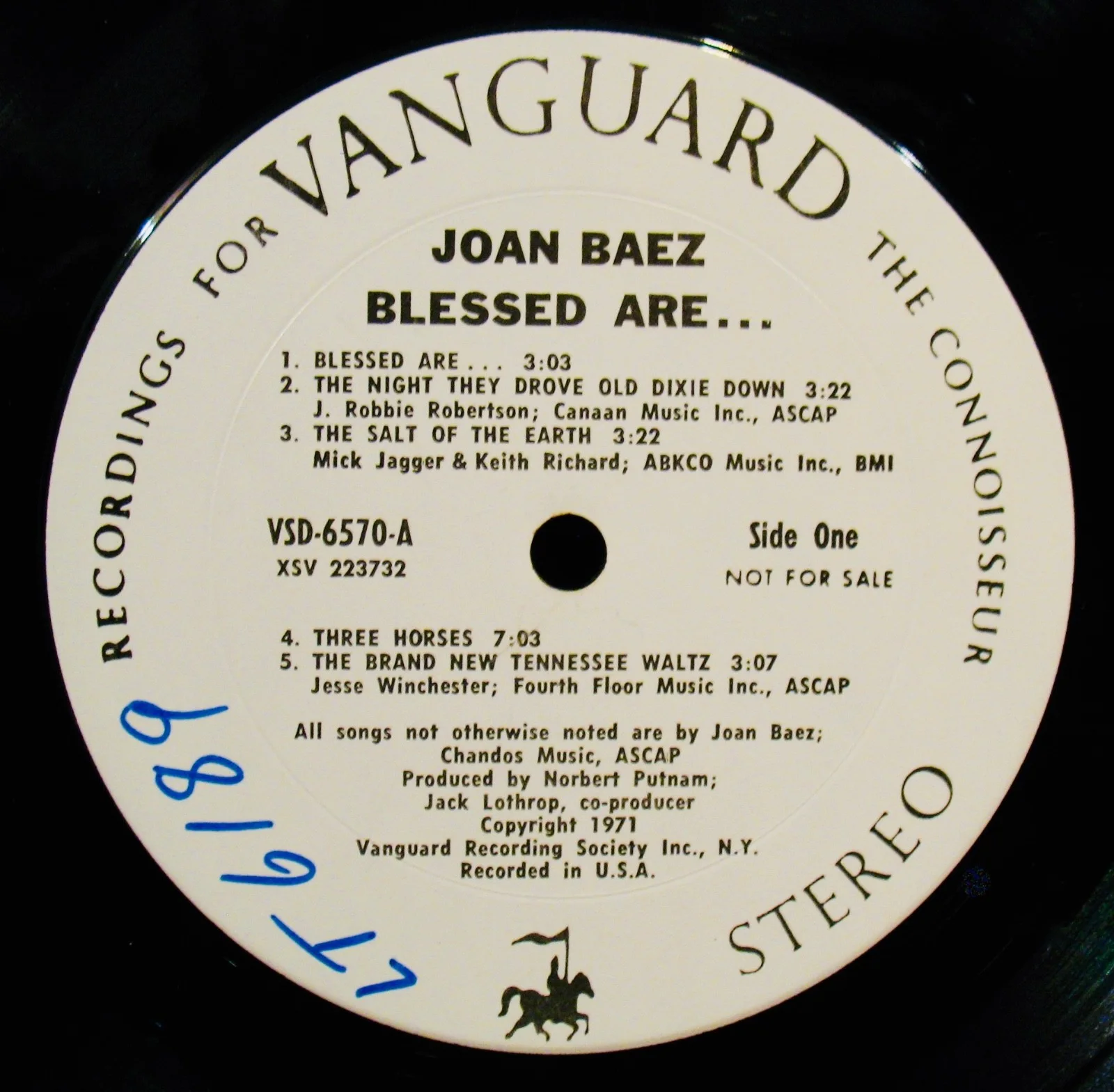 JOAN BAEZ-Autographed BLESSED ARE Promotional Only Album With White Labels-Folk, изображение 3