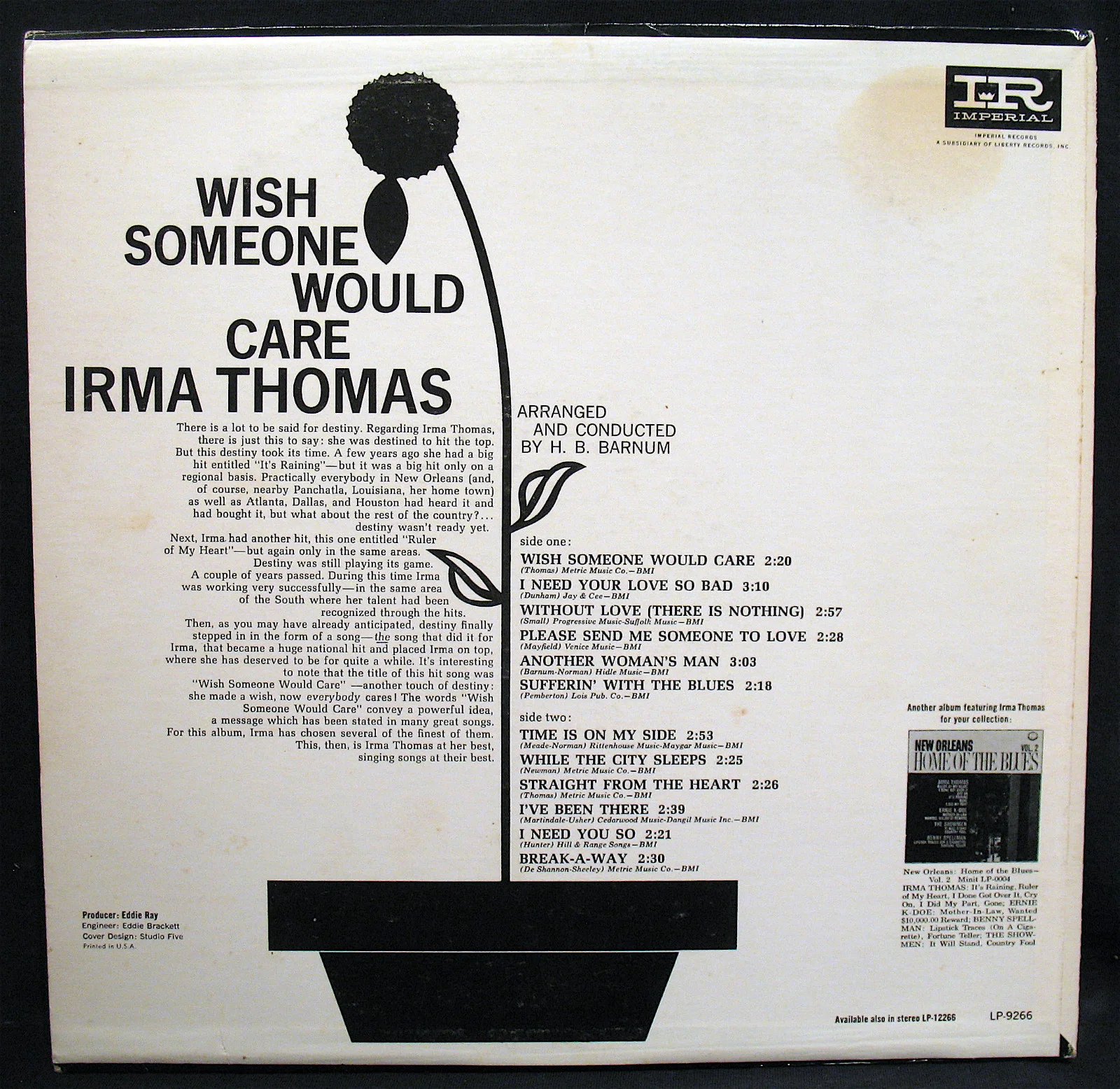 IRMA THOMAS-WISH SOMEONE WOULD CARE-Rare Autographed Album-IMPERIAL #LP-12266, изображение 3