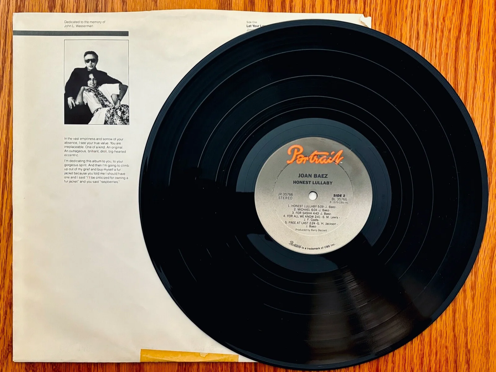 JOAN BAEZ~Signed HONEST LULLABY Album w/Inscription~Folk Singer~Woodstock, изображение 2