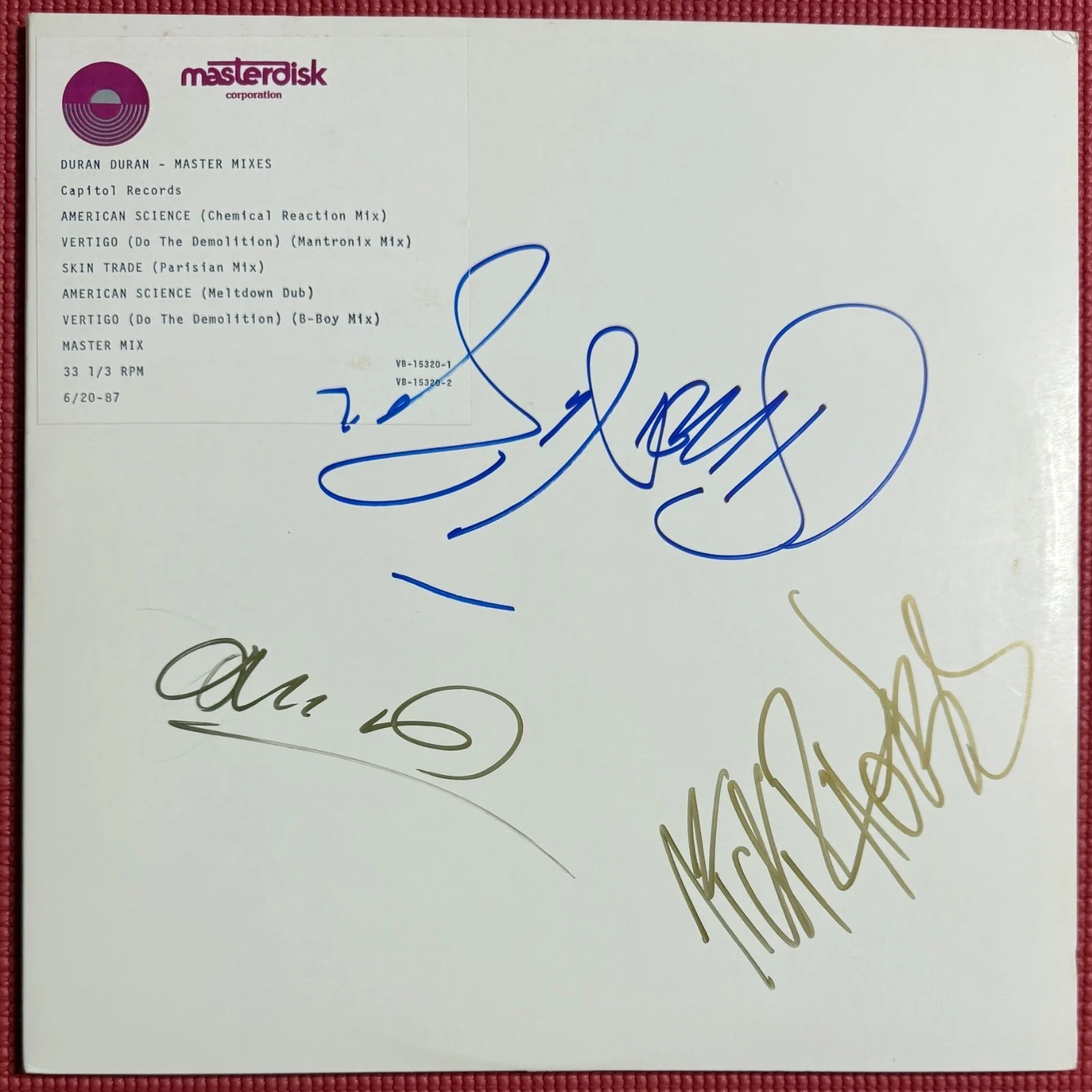 EPPERSON signed DURAN DURAN autographed x 3 MASTER MIXES double LP album, image 2