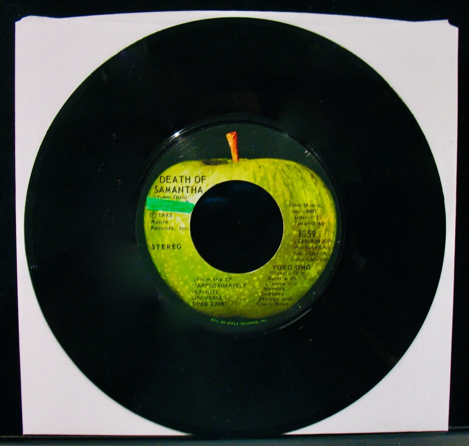 YOKO ONO~Signed DEATH OF SAMANTHA b/w YANG YANG 45 ✦ APPLE #1859~The Beatles, изображение 2
