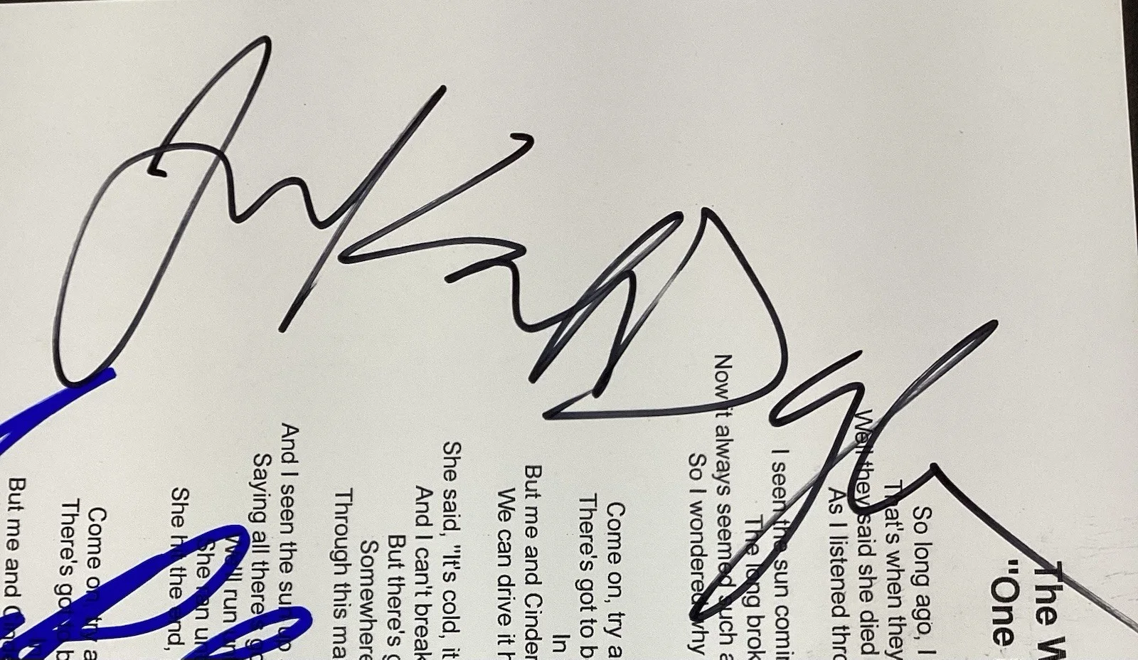 The Wallflowers Signed Lyrics Sheet One Headlight Jakob Dylan Pop Music Auto JSA, изображение 3