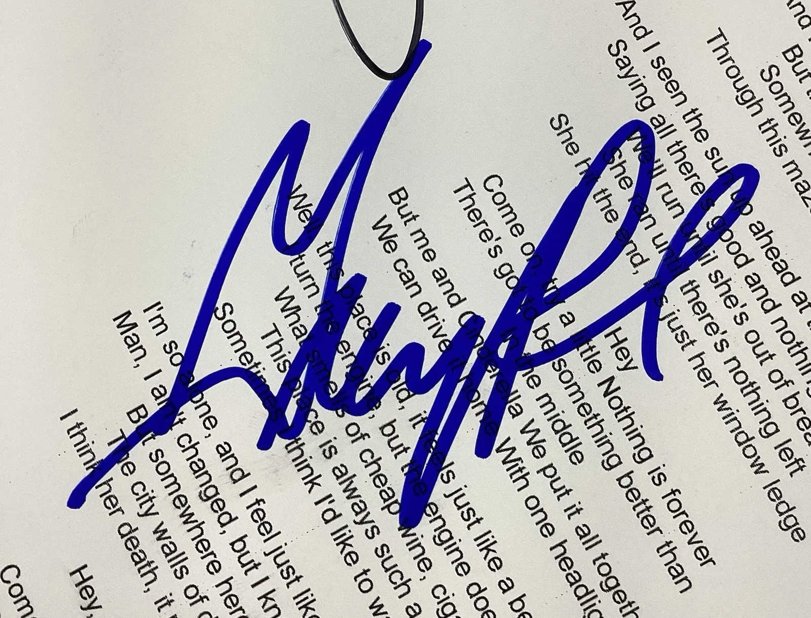 The Wallflowers Signed Lyrics Sheet One Headlight Jakob Dylan Pop Music Auto JSA, изображение 4