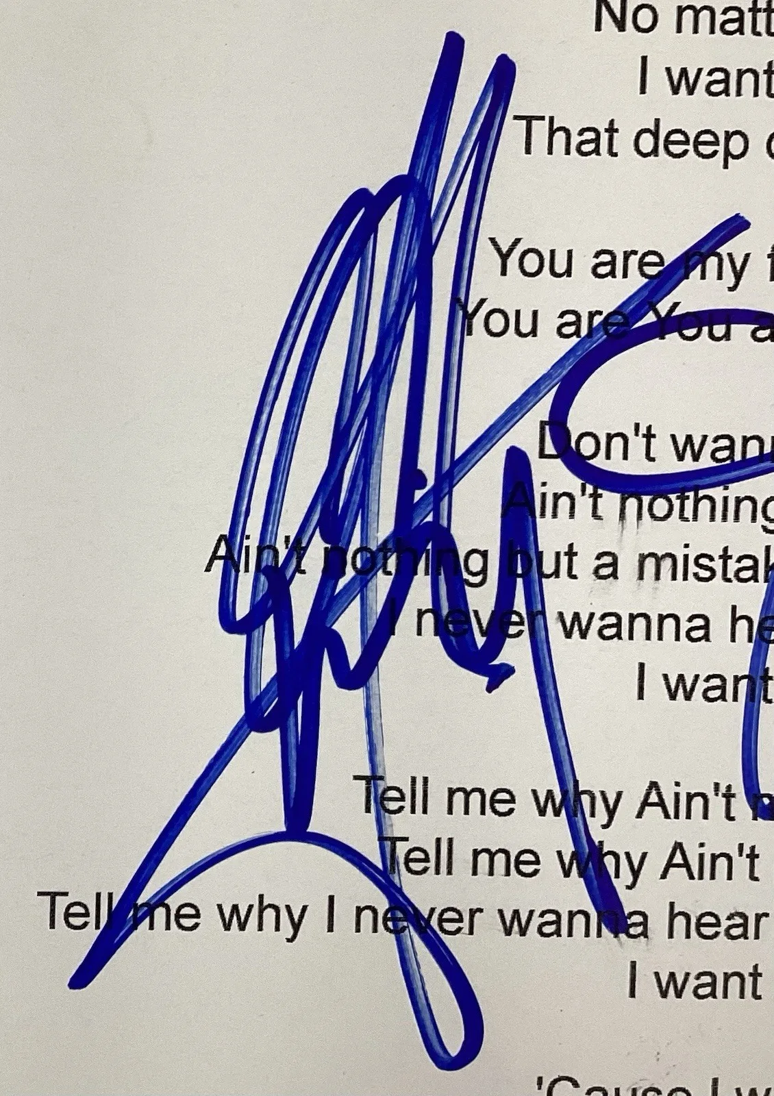 Backstreet Boys Signed Lyric Sheet I Want It That Way Pop Music Auto JSA, image 3