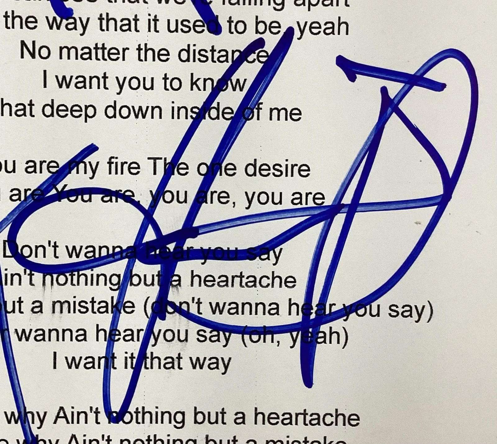 Backstreet Boys Signed Lyric Sheet I Want It That Way Pop Music Auto JSA, image 4
