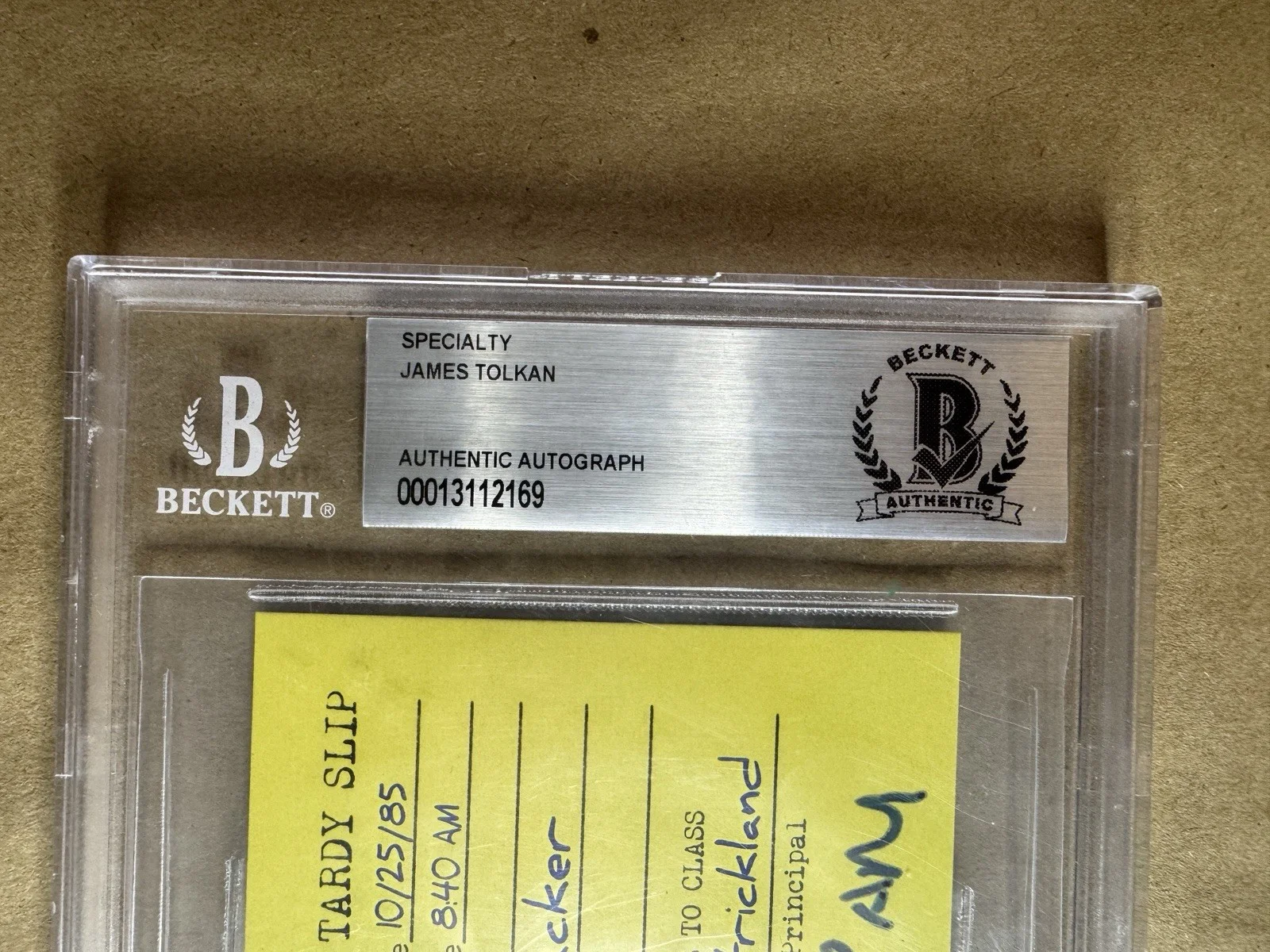 James Tolkan — Signed James Tolkan Autographed Back to the Future Detention Slip Tardy Slab, изображение 4