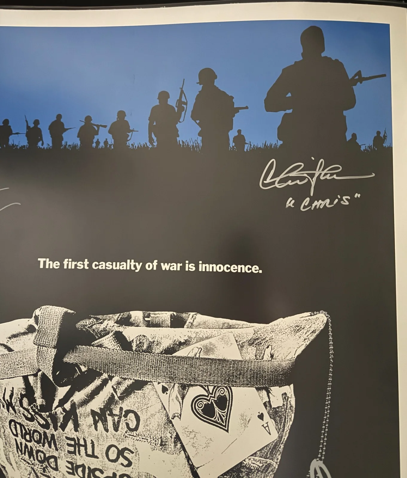 Charlie Sheen, Dafoe, McGinley w/SGT O'Neil, K Dillon w/ Bunny — Platoon 1986 Original Movie Poster Signed By Sheen, Dafoe, McGinley & Dillon, изображение 4