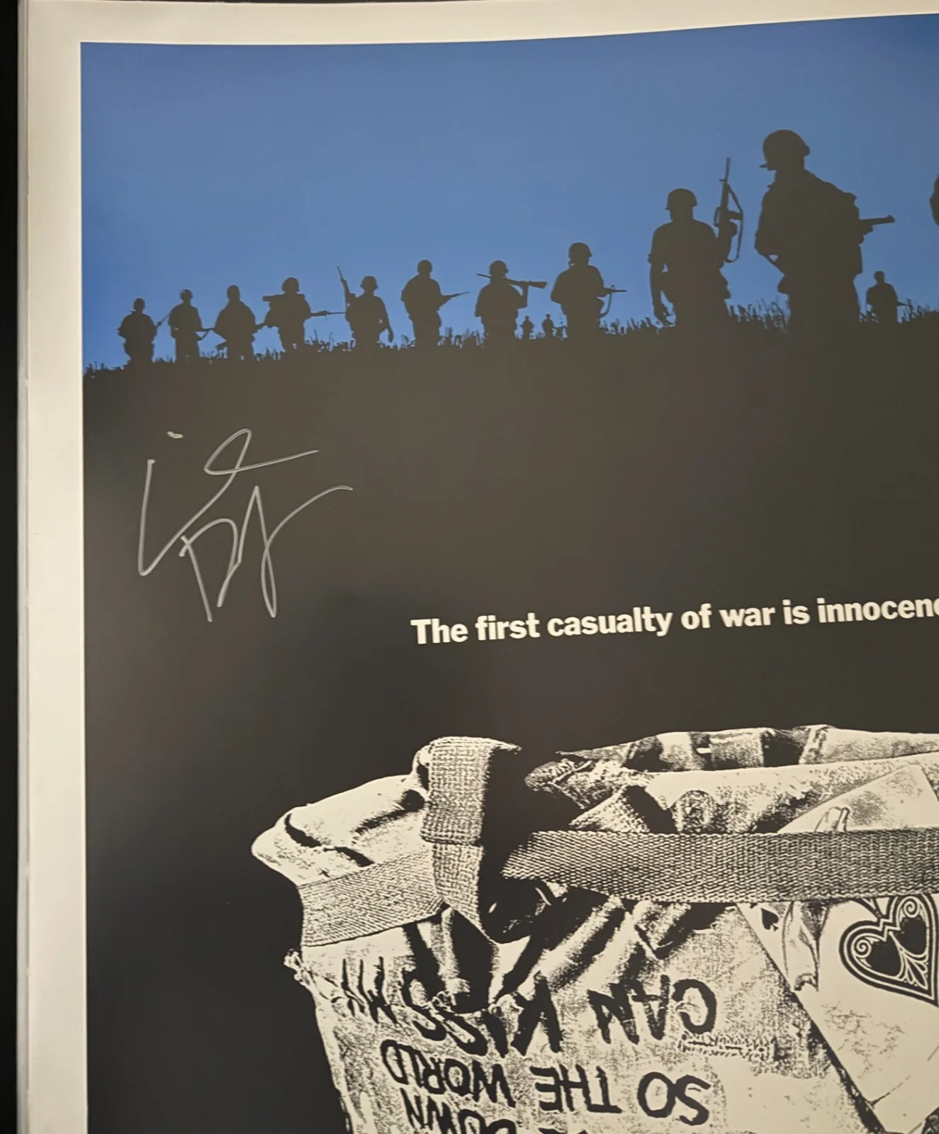 Charlie Sheen, Dafoe, McGinley w/SGT O'Neil, K Dillon w/ Bunny — Platoon 1986 Original Movie Poster Signed By Sheen, Dafoe, McGinley & Dillon, изображение 5