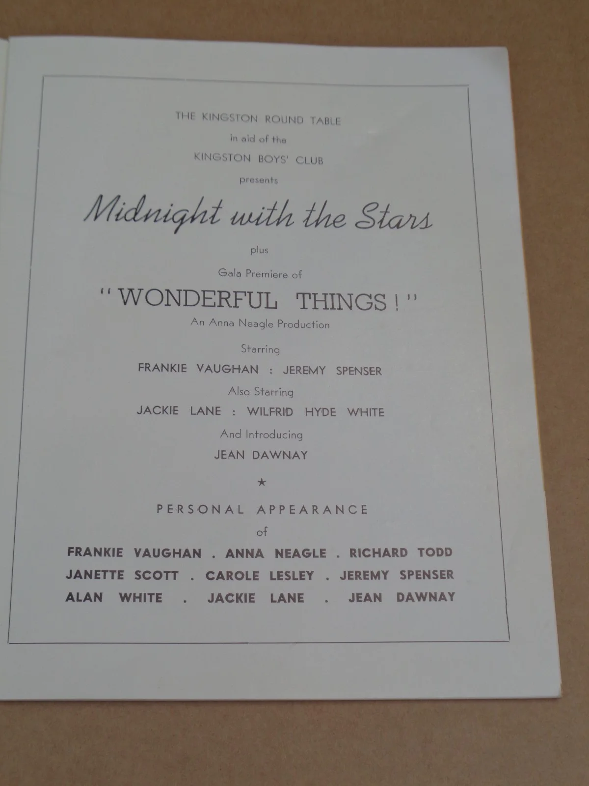 Frankie Vaughan - Wonderful Things! - 1958 Gala Premiere Brochure, image 2