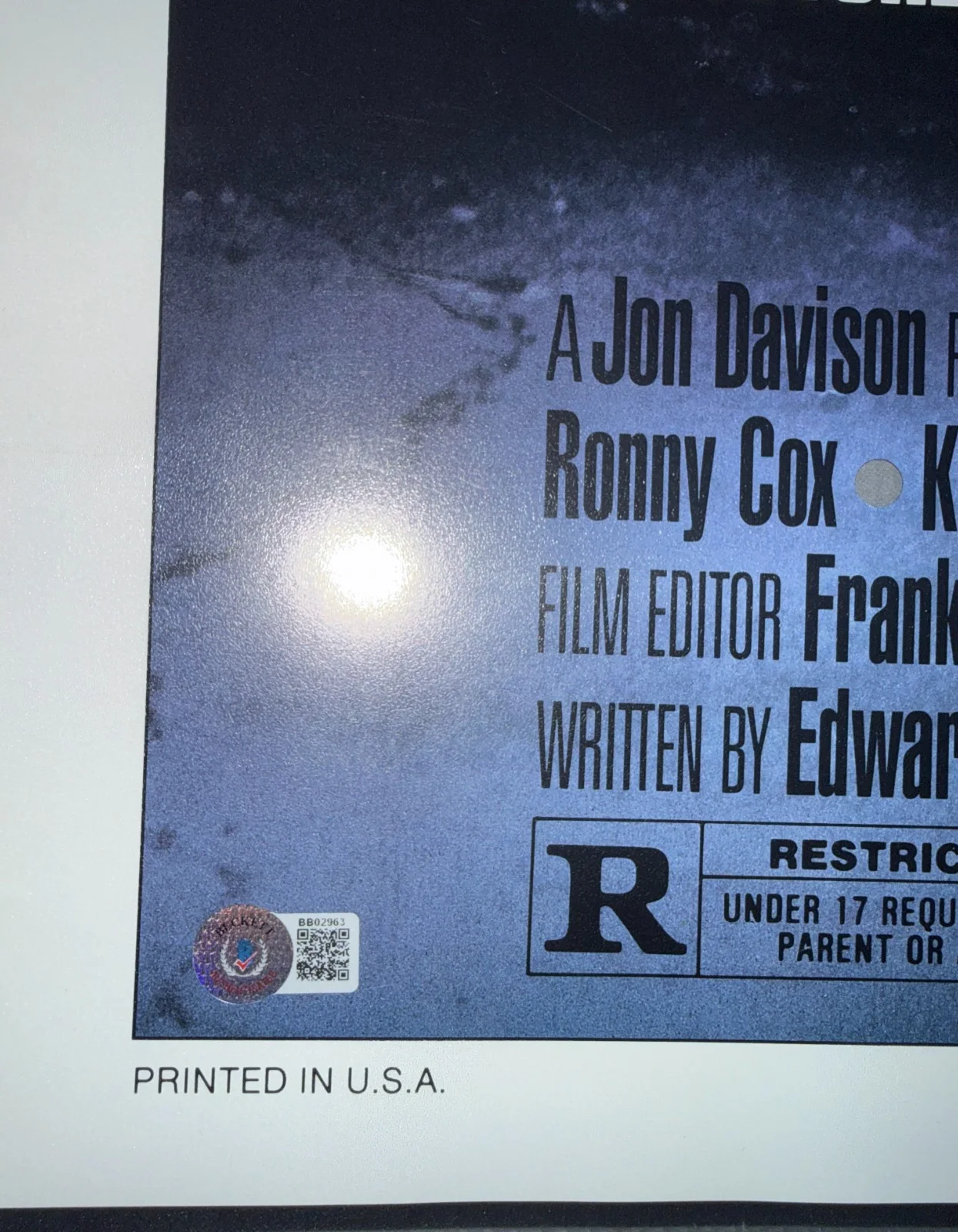 Ray Wise — Robo Cop Original Movie Poster 1990 Signed By Ray Wise w/"Leon" Beckett, image 3