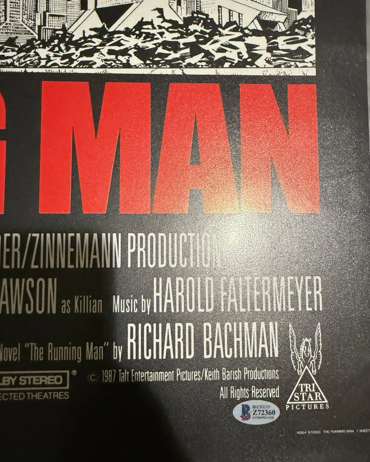 Jesse Ventura — The Running Man Orginal Movie Poster 27x41 Signed By Jesse Ventura/Captain Freed, изображение 2