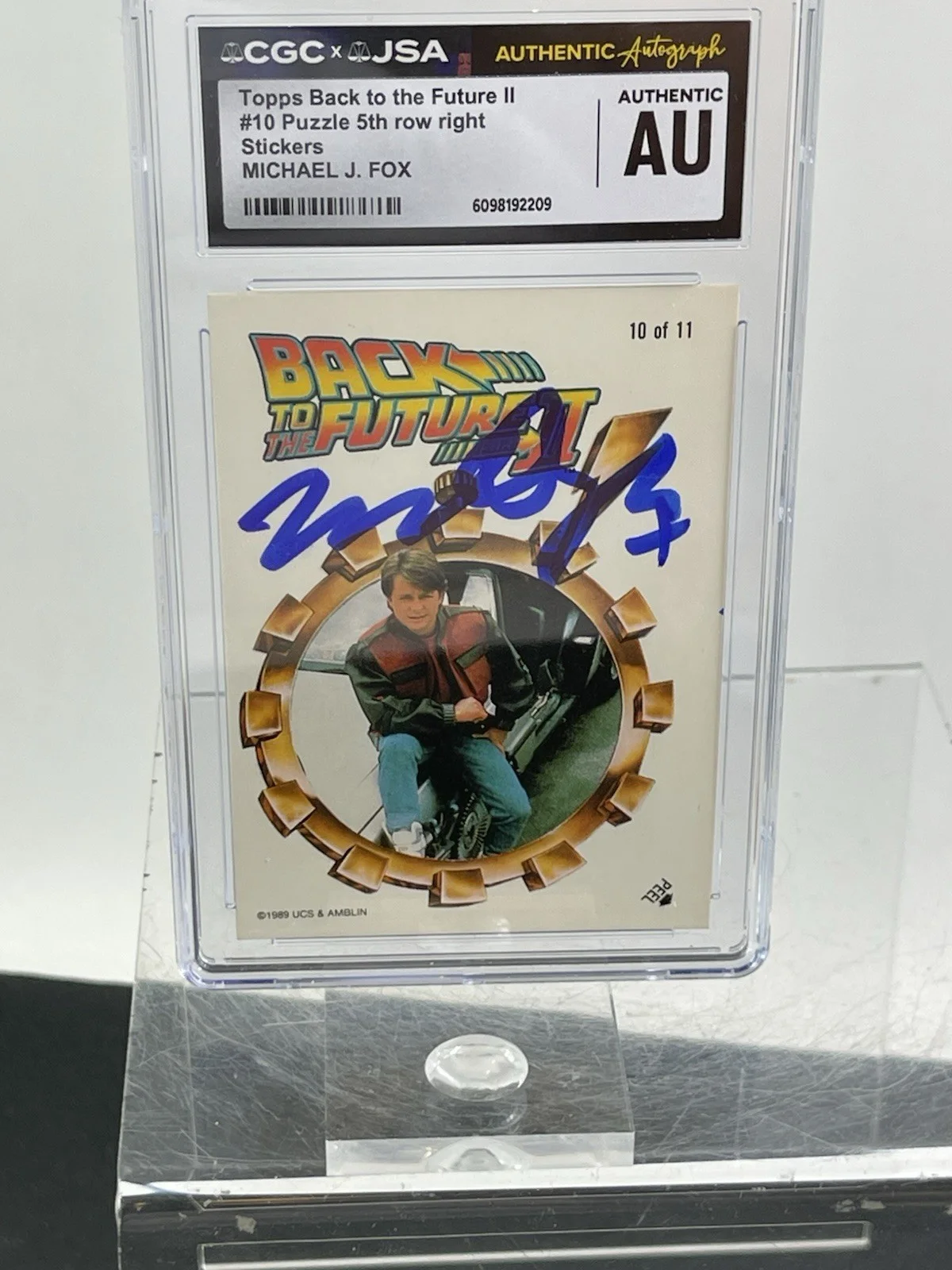 Michael J Fox — Michael J Fox Hand Signed Trading Card Sicker Back to The Future CGC/JSA Slabbed, image 2