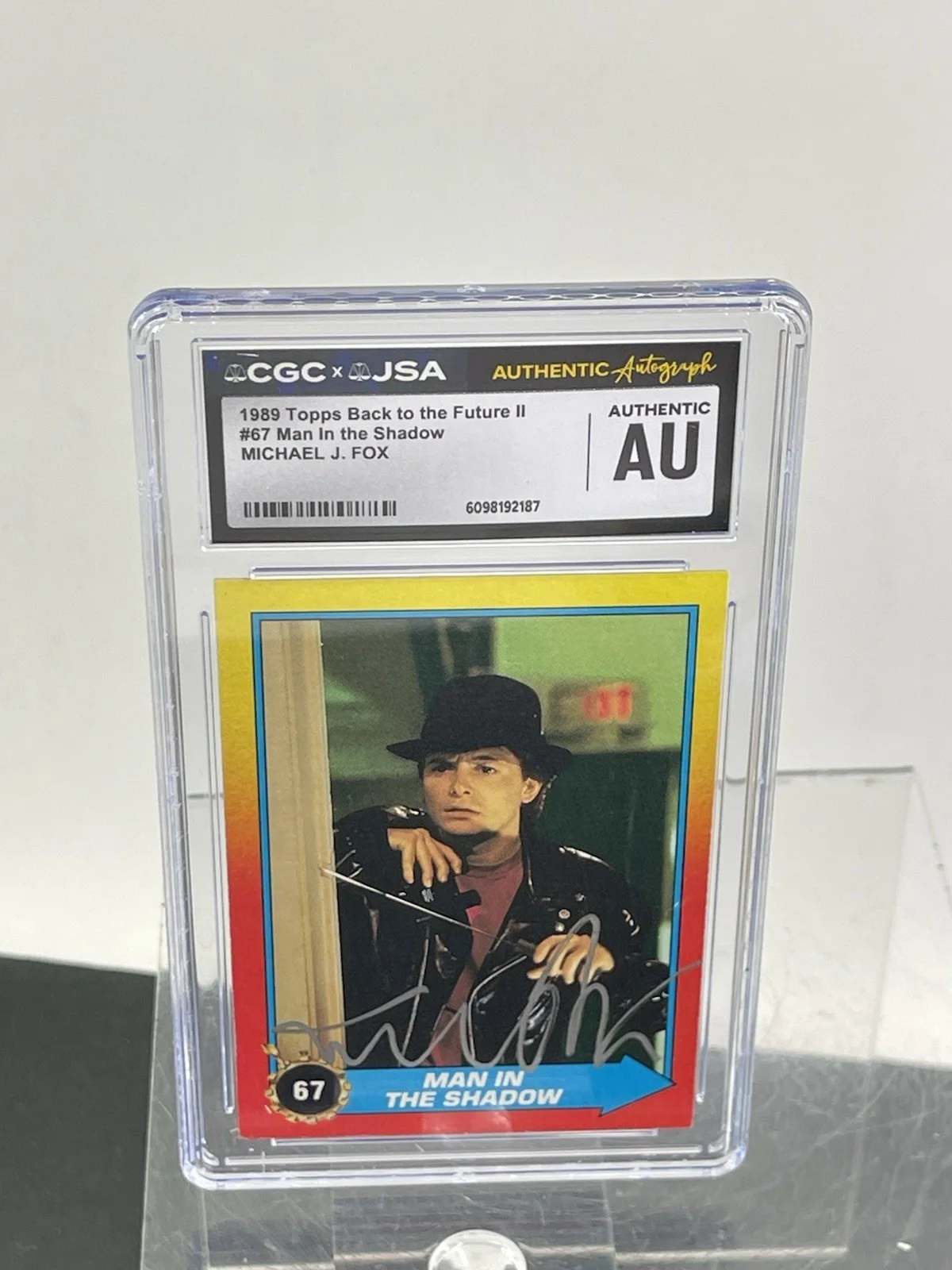 Michael J Fox — Michael J Fox Hand Signed Trading Card Back to The Future CGC/JSA Slabbed, image 2