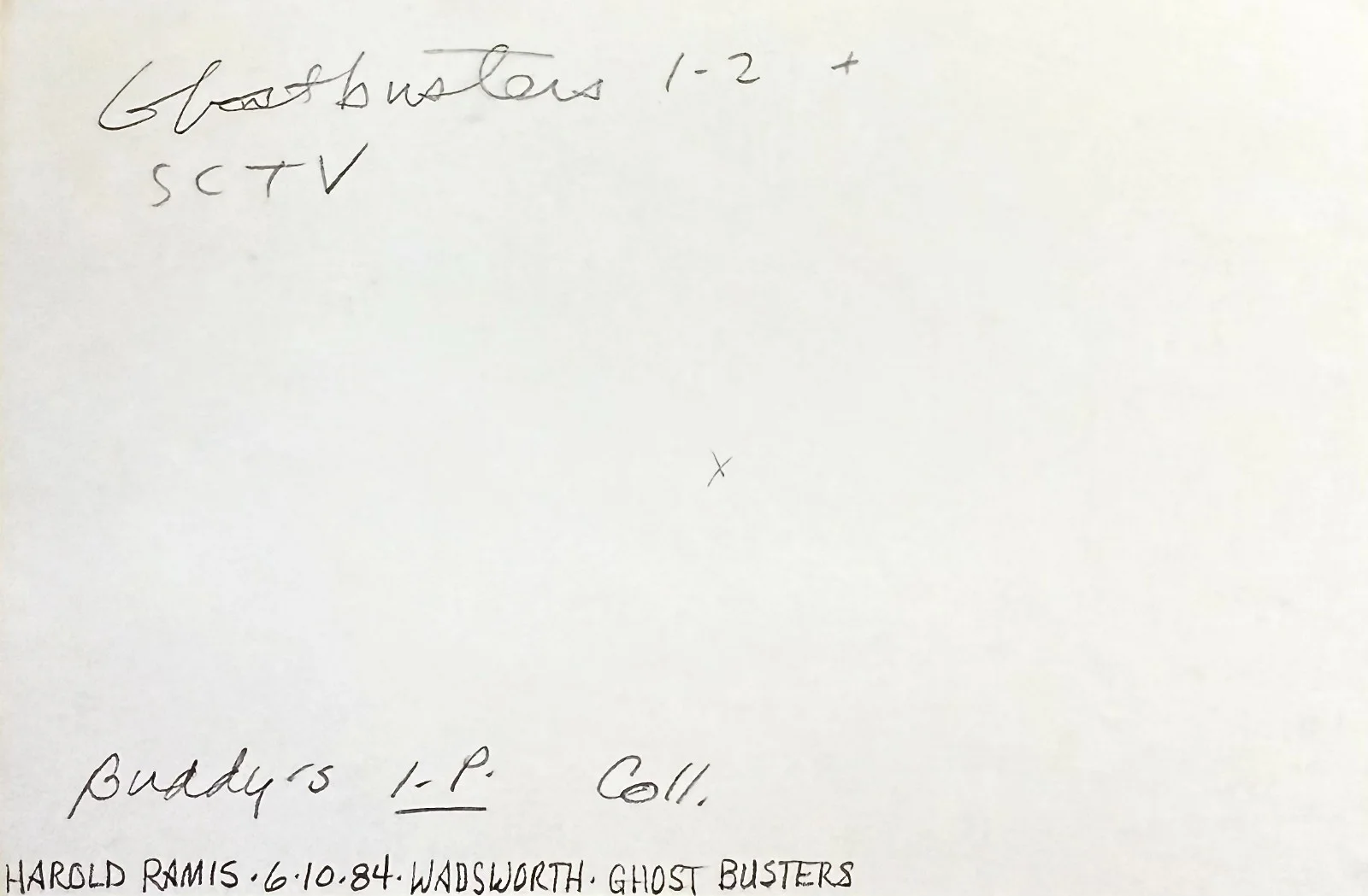 Harold Ramis — HAROLD RAMIS Autographed Signed 4x6 INDEX CARD GHOSTBUSTERS JUNE 10, 1984 SIGNED, image 2