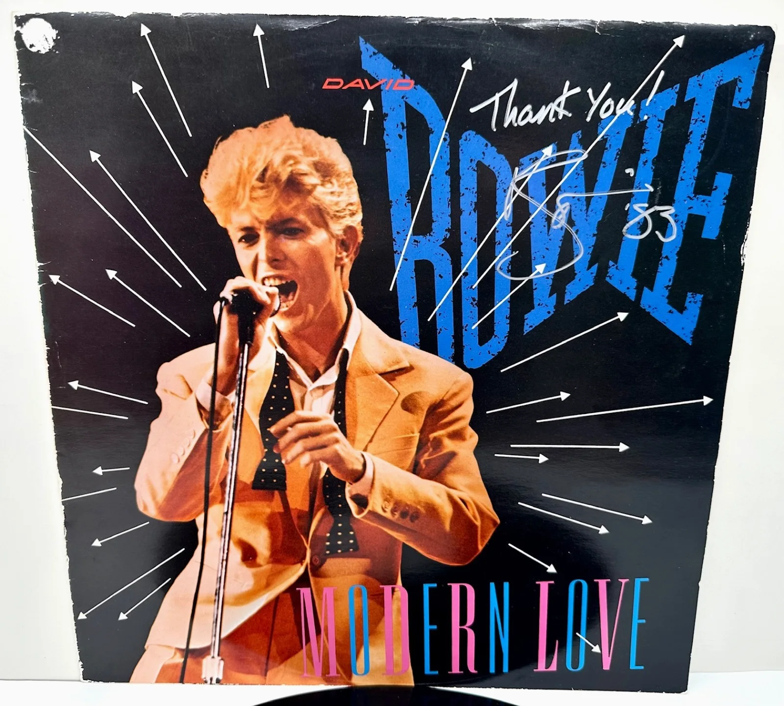 1983 David Bowie Signed Modern Love 12" LP Single VTG Autograph, image 2