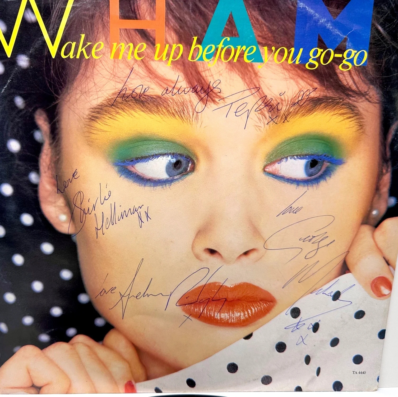 WHAM Wake Me Up Before You Go-Go LP Signed By 4 George Michael Andrew Ridgeley, изображение 2