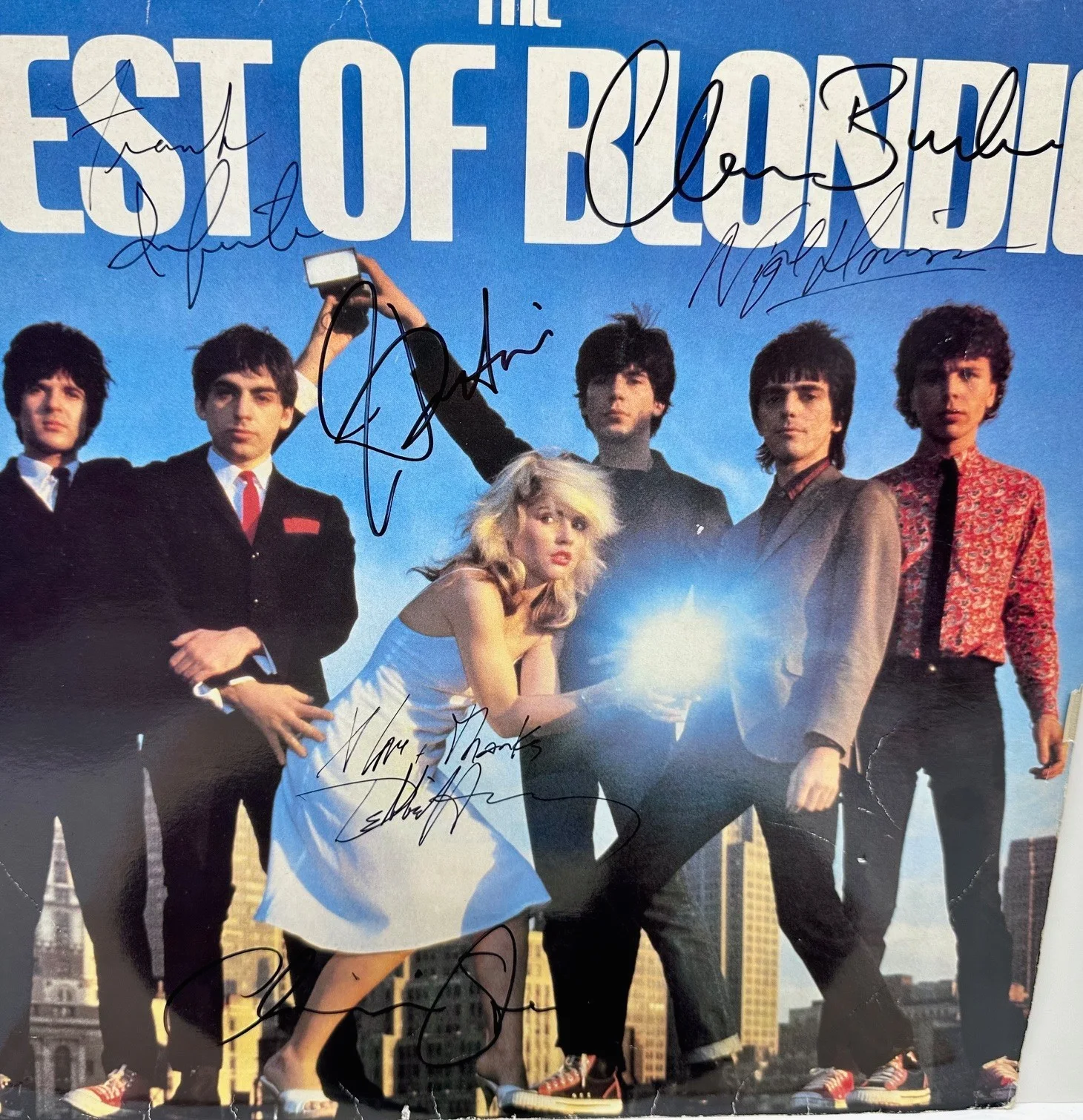 1981 Best Of Blondie LP Signed By 6 Debbie Harry + Band Clem Burke, image 2