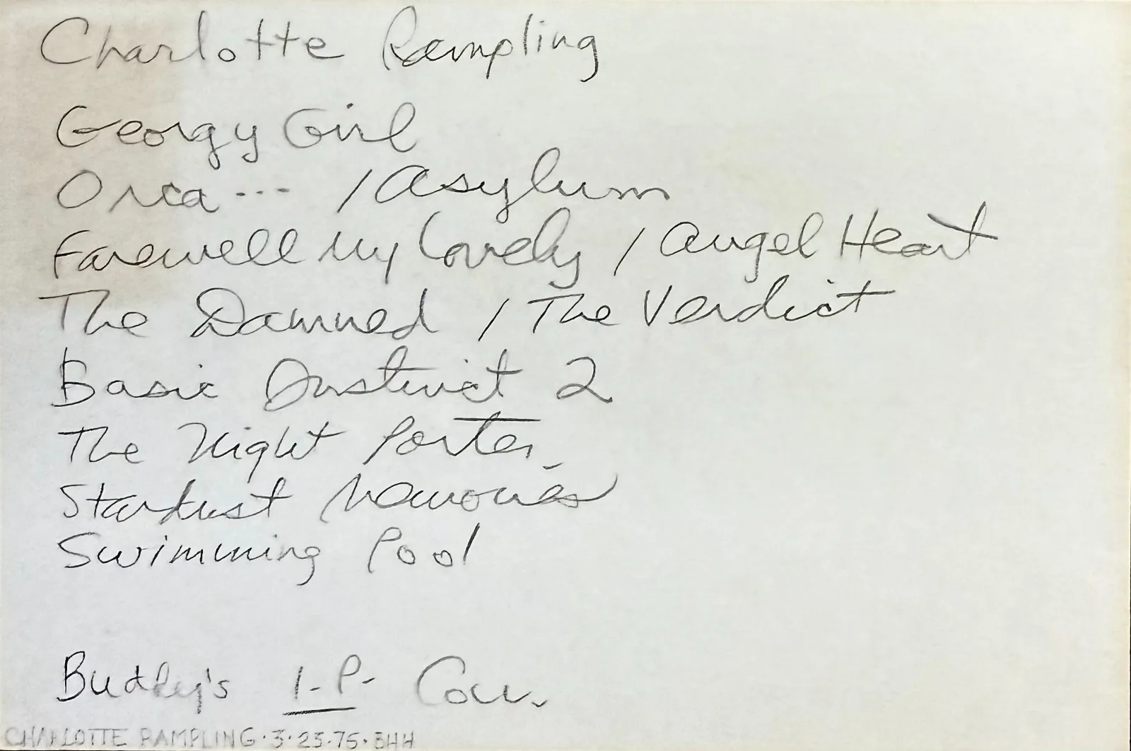 Charlotte Rampling — CHARLOTTE RAMPLING Signed Autograph 4x6 INDEX CARD Night Porter ZARDOZ DEXTER, изображение 2