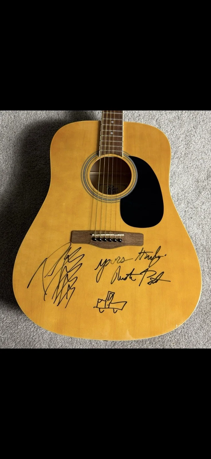 POST MALONE Autographed/ Inscribed “Yours Truly Austin Post” Truck Sketch Guitar, image 2