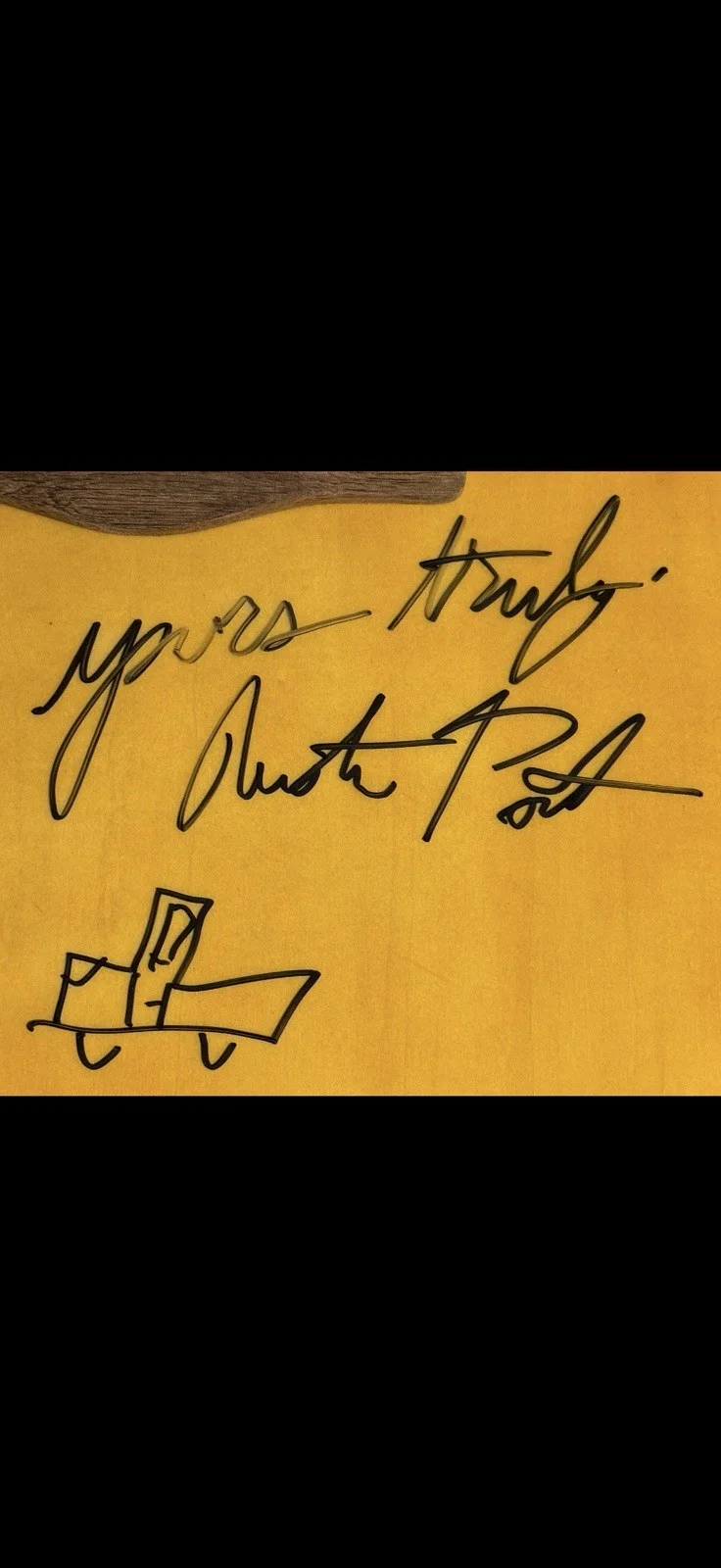 POST MALONE Autographed/ Inscribed “Yours Truly Austin Post” Truck Sketch Guitar, image 4