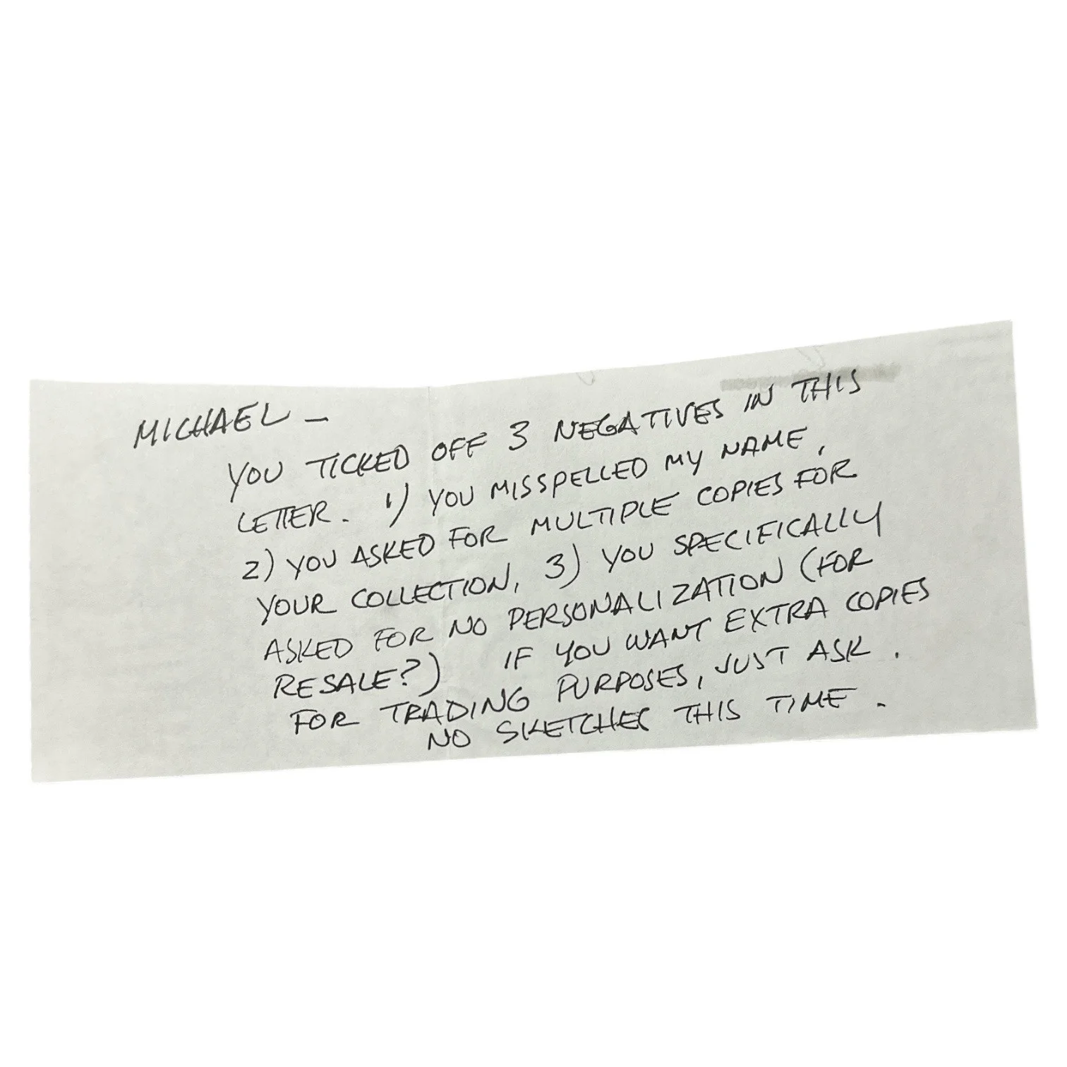 Jerry Eisenberg — Jerry Eisenberg (d. 2025) Rude Handwritten Letter! Former Hanna Barbera Artist!