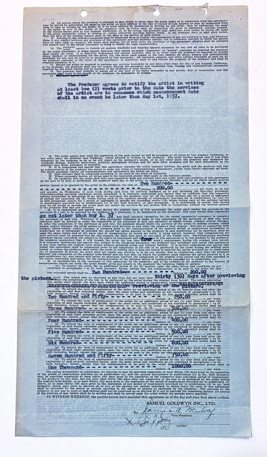 Leo Gorcey — Leo Gorcey Signed First Movie Contract Samuel Goldwyn 1937 (Dead End Kids), изображение 3