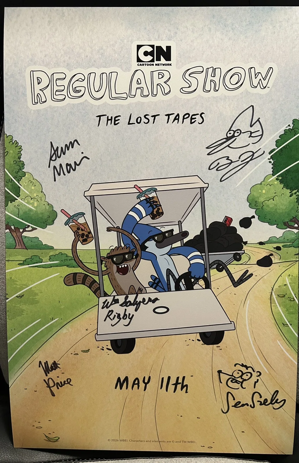 J.G. Quintel Sean Szeles William Salyers Sam Marin Matt Price — The Regular Show 5X SIGNED and Sketched Wondercon 2026 Lost Tapes Poster Rare!, image 4