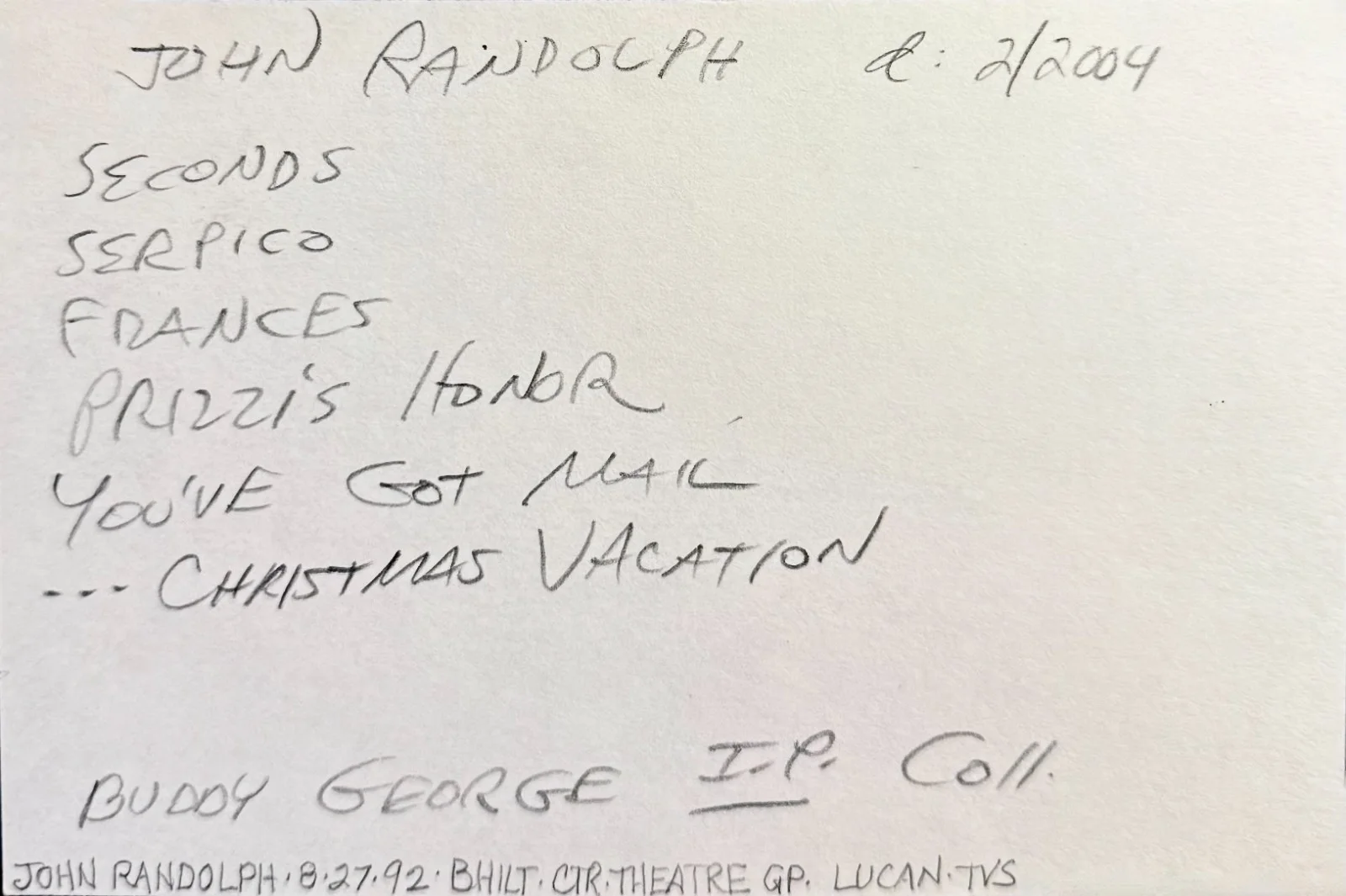 John Randolph — JOHN RANDOLPH SIGNED Autograph 4"x 6 " INDEX CARD Escape from Planet of the Apes, изображение 2