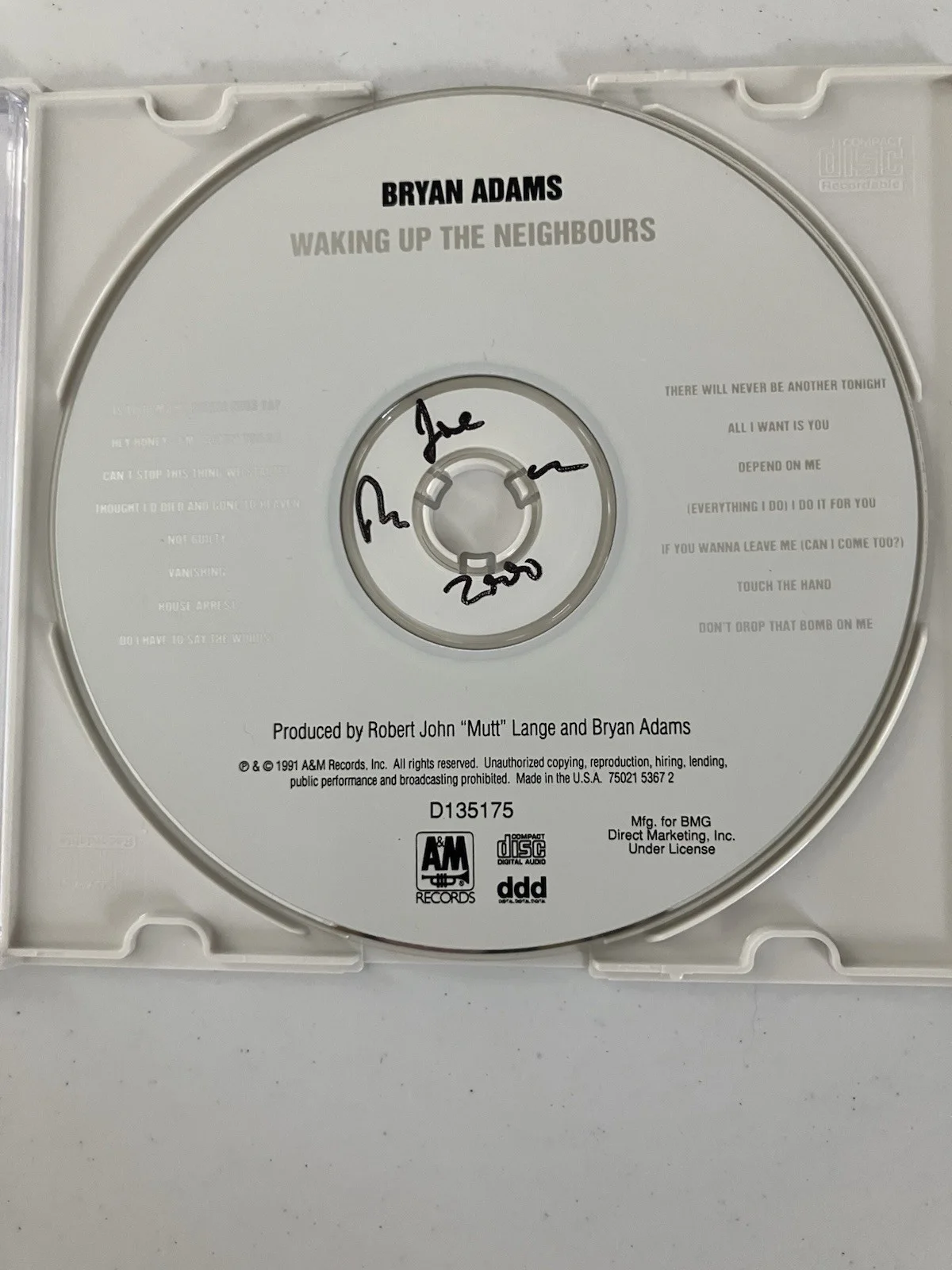 BRYAN ADAMS SIGNED/ AUTOGRAPHED CD WITH COA, image 2