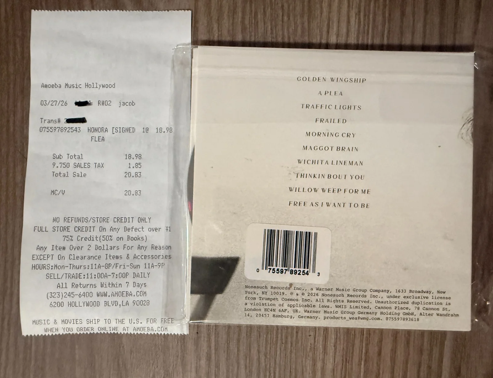 FLEA from Red Hot Chili Peppers SIGNED AUTOGRAPHED HONORA CD ALBUM (SHIPS FAST), изображение 2