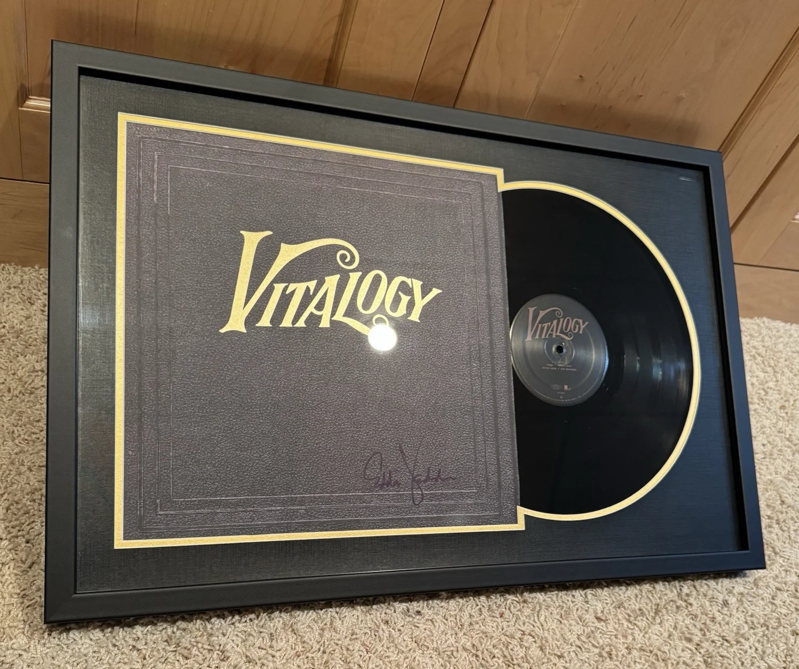 Pearl Jam Eddie Vedder Signed Framed Vitalogy Album Flat Poster Vinyl Record BAS, image 2