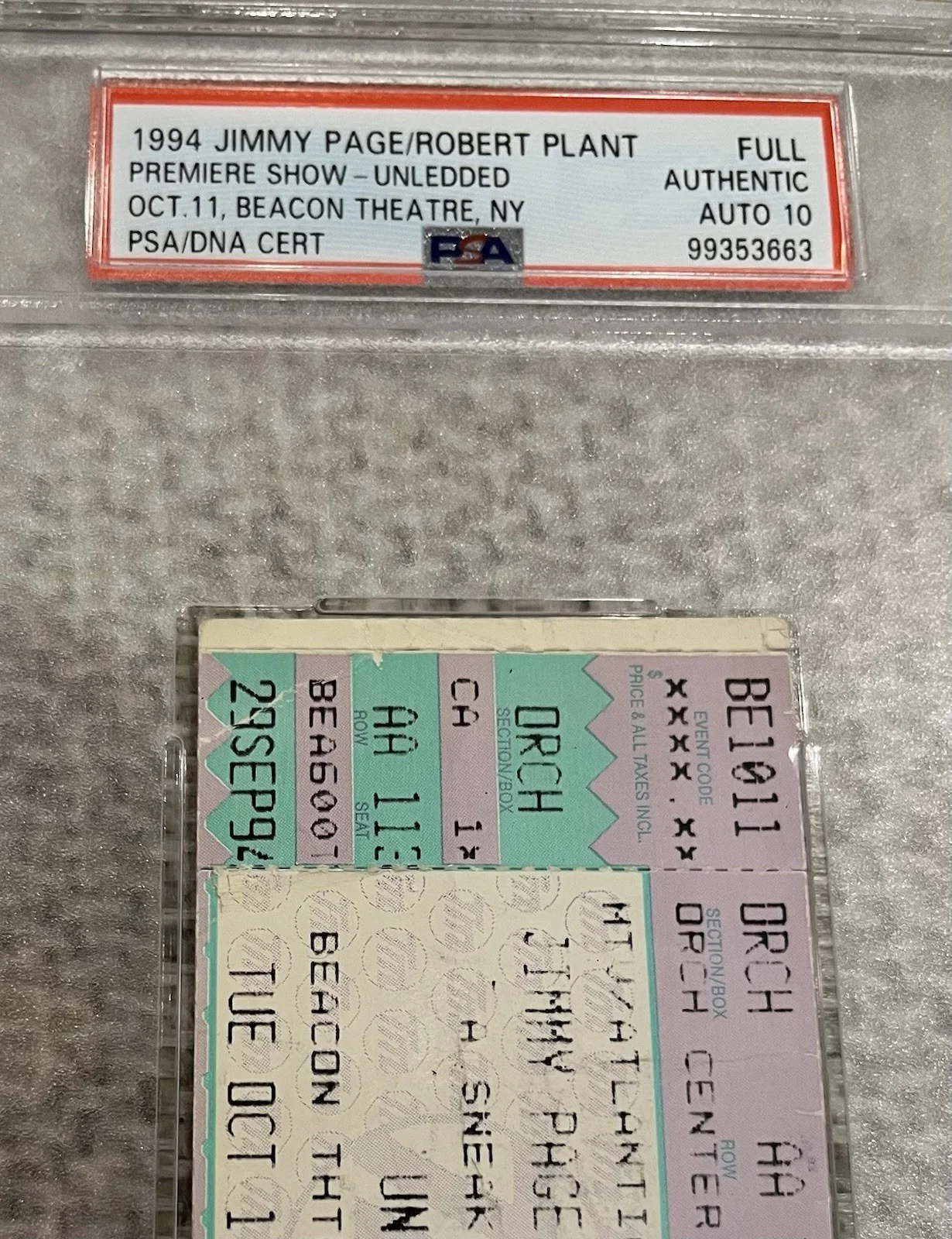 Jimmy Page Led Zeppelin Signed Ticket Autograph PSA/DNA Gem Mint 10 Rare, изображение 3