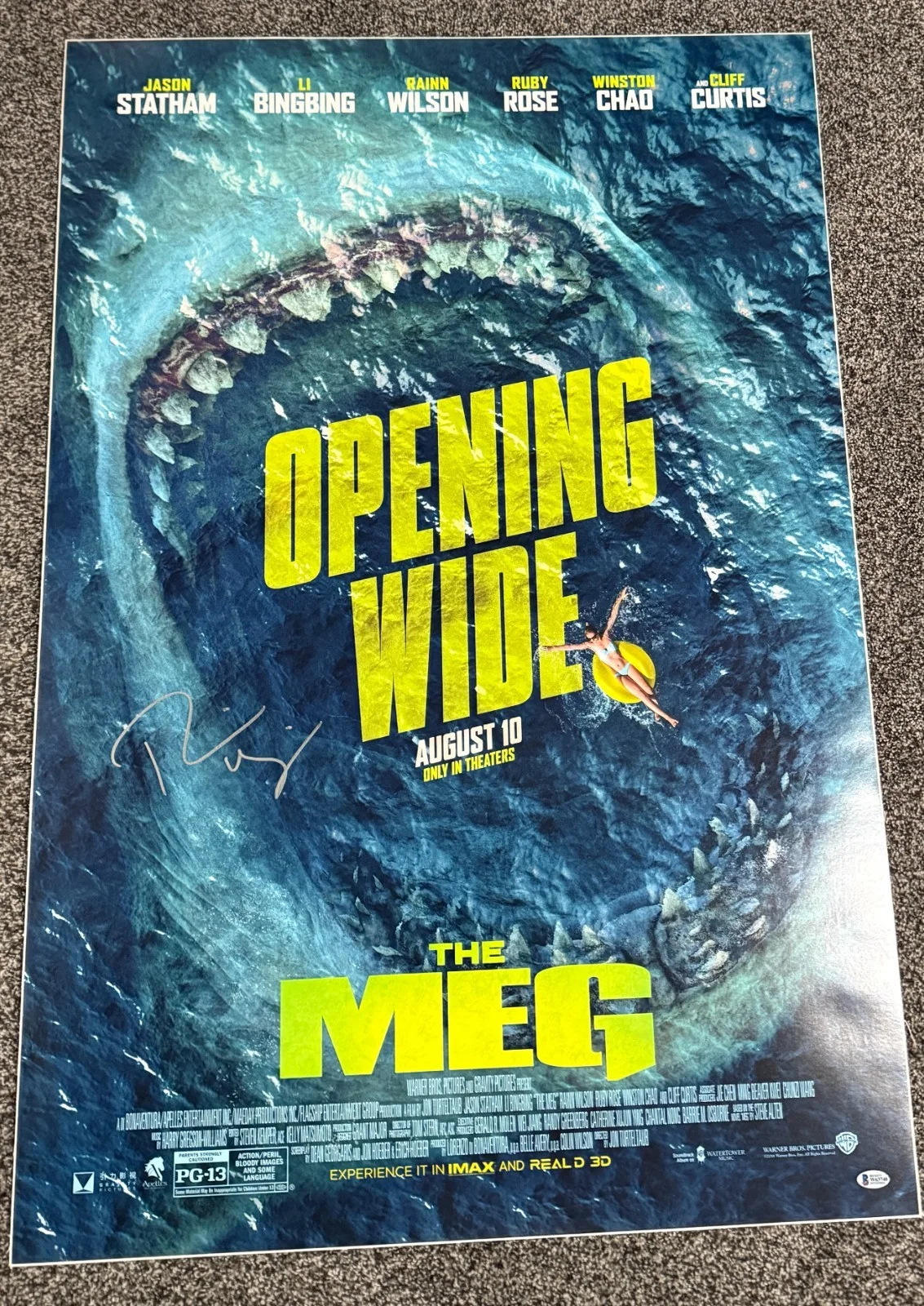 Rainn Wilson — The Meg Original Movie Poster Signed By Rainn Wilson Beckett