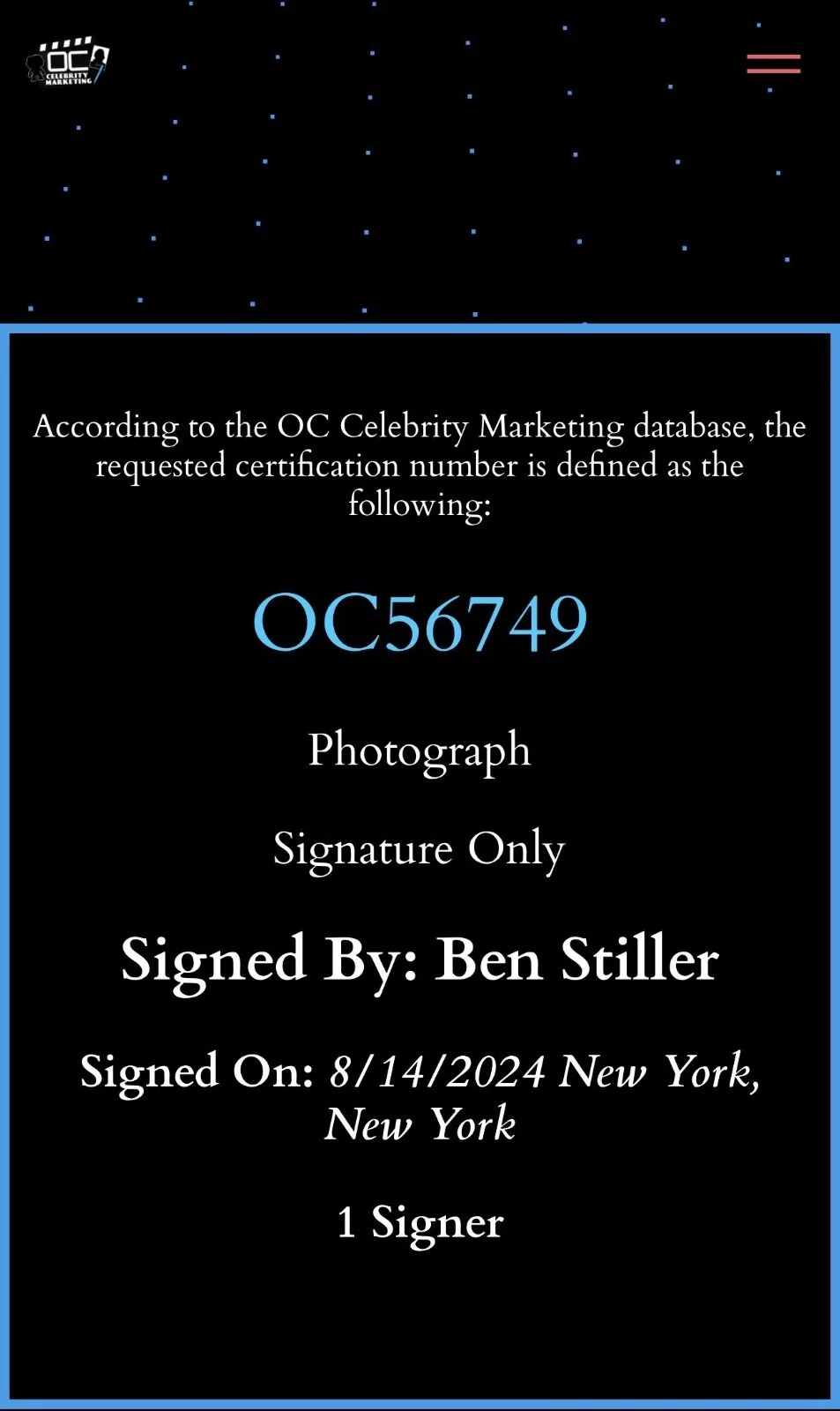 Ben Stiller Signed Dodgeball 11x14 Photo OC COA, изображение 4