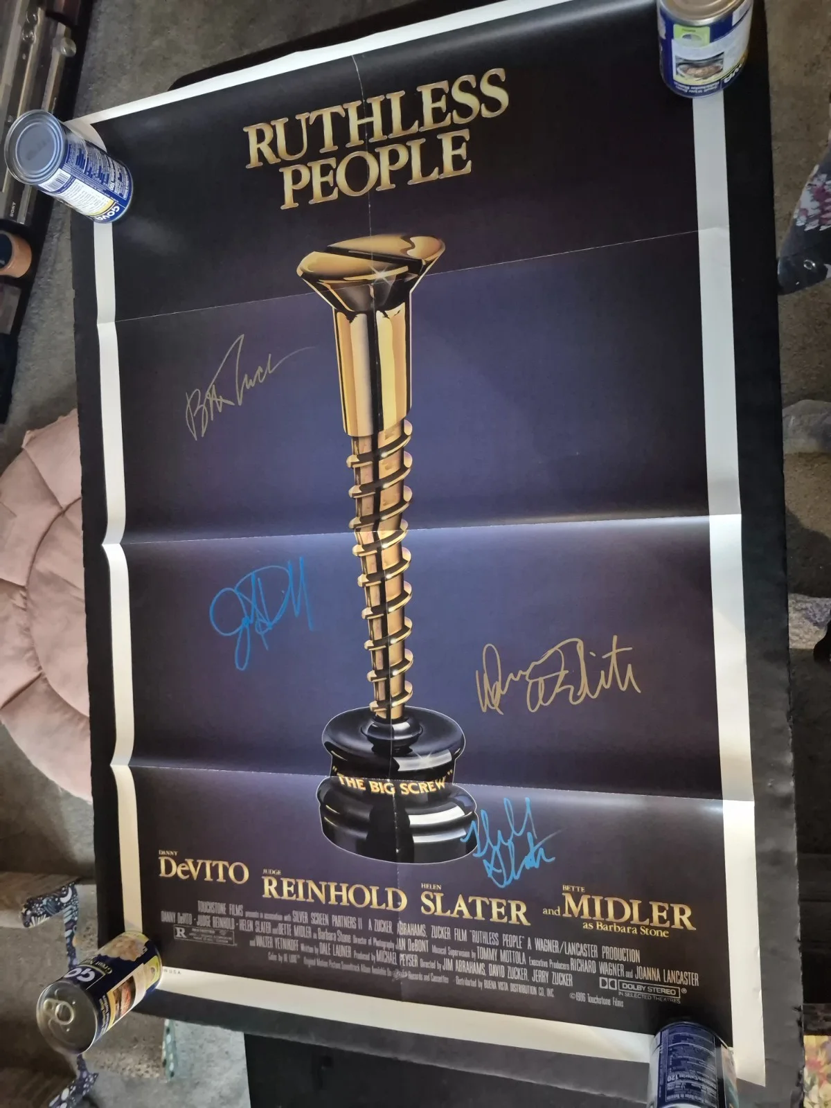 EKIM=INVENTORY — RUTHLESS PEOPLE -CAST SIGNED MOVIE POSTER-w/COA - ekim