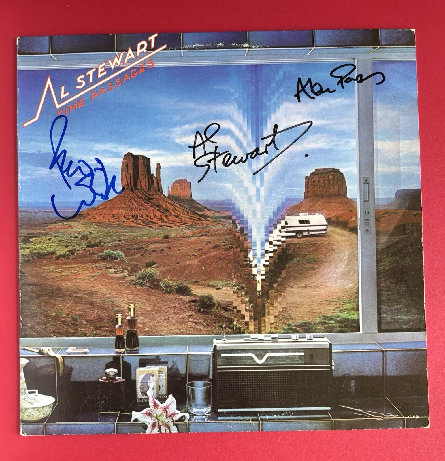 AL STEWART Alan Parsons & PETER WHITE Signed TIME PASSAGE Vinyl RECORD LP JSA CO, image 2