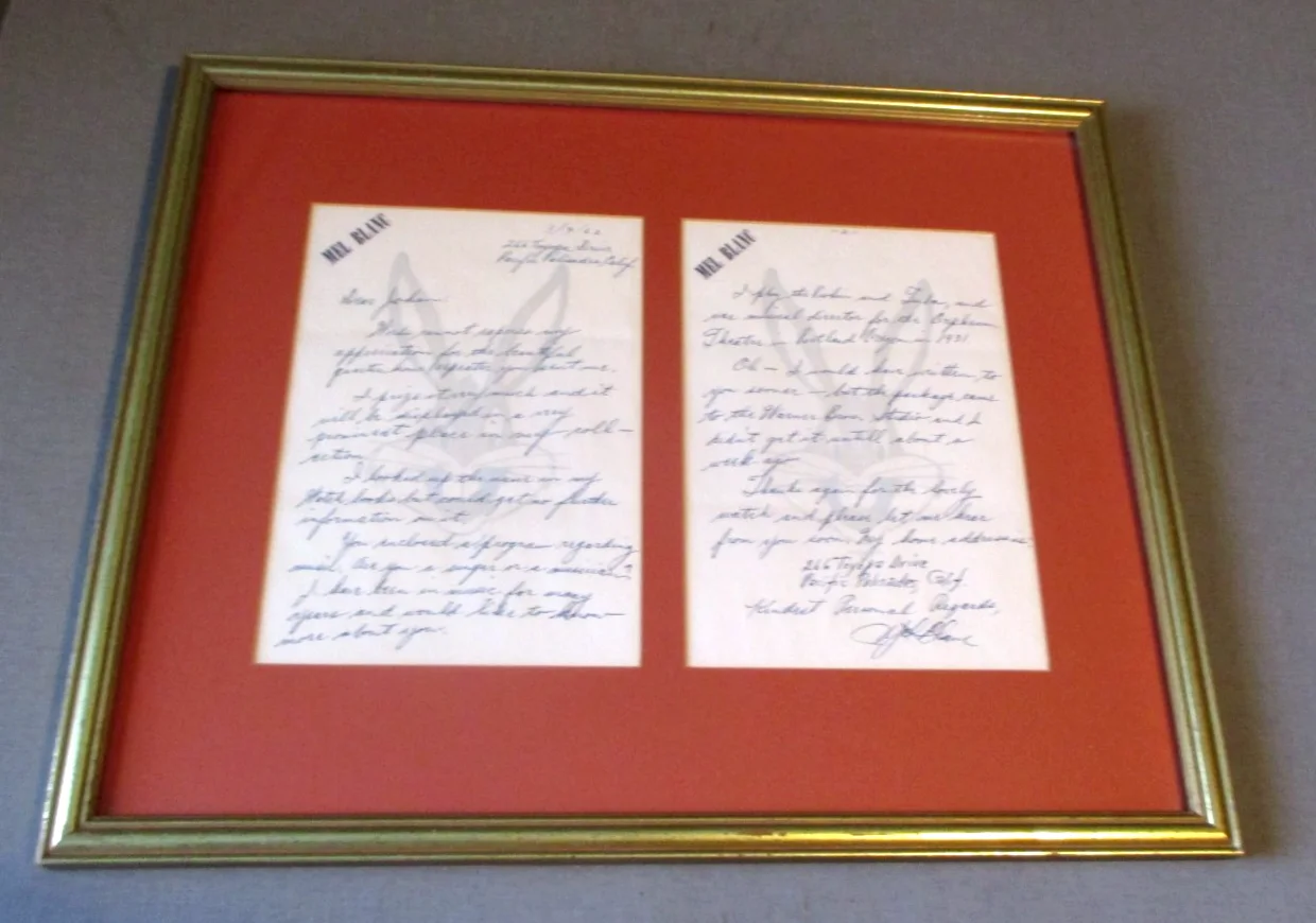MEL BLANC — 1962- MEL BLANC-2-ORG-LETTERHEAD-BUGS BUNNY-WRITTEN LETTERS- SIGNED-LOONEY TUNES, изображение 2