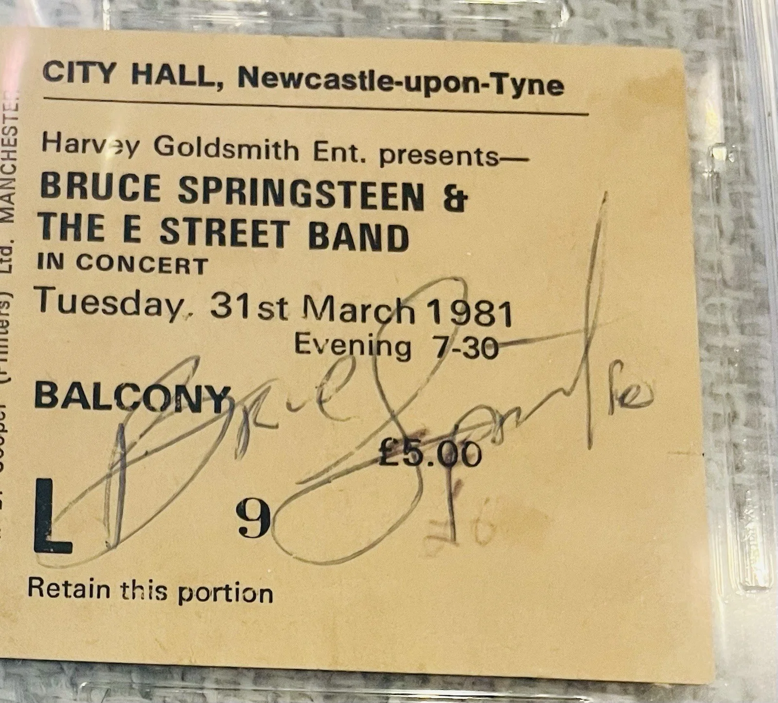 Bruce Springsteen Signed 1981 Ticket Newcastle UK PSA/DNA Early Autograph Rare, изображение 2