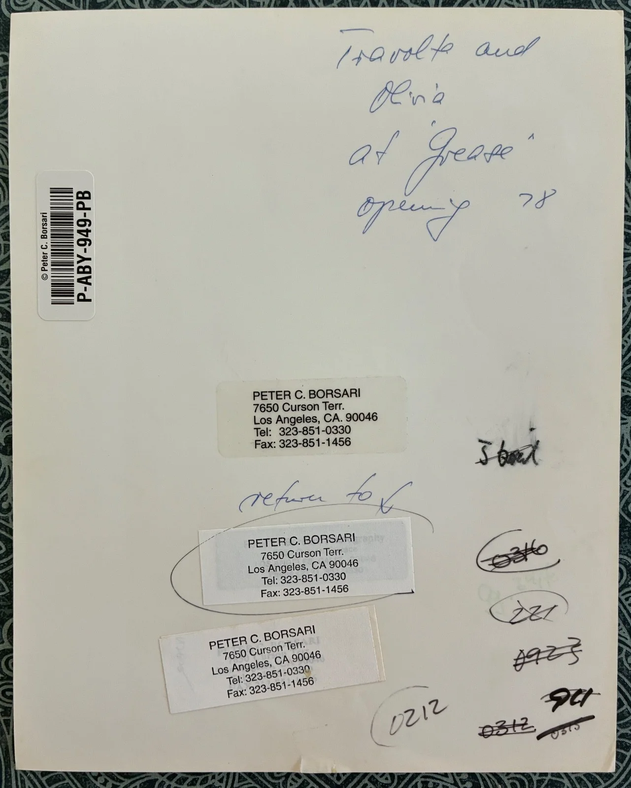 John Travolta — Travolta SIGNED Photo + Borsari Grease Premiere & Angels, image 4