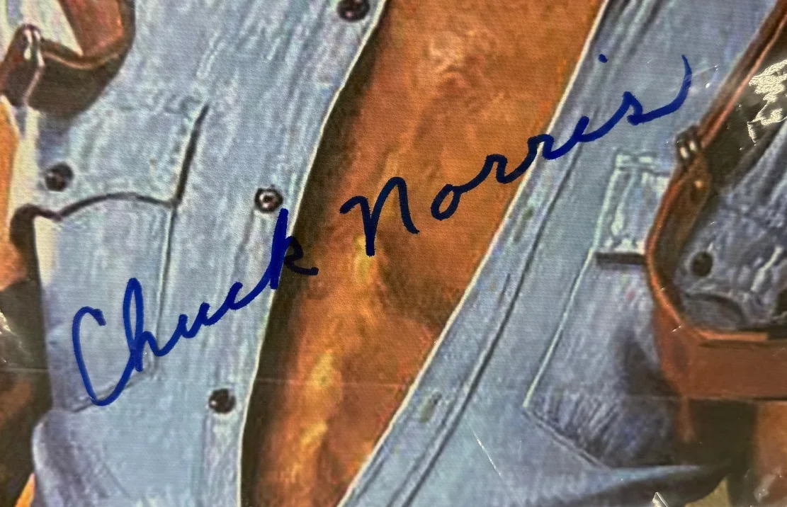 Chuck Norris — Chuck Norris Signed Invasion USA Canvas Poster PSA Authenticated, image 2