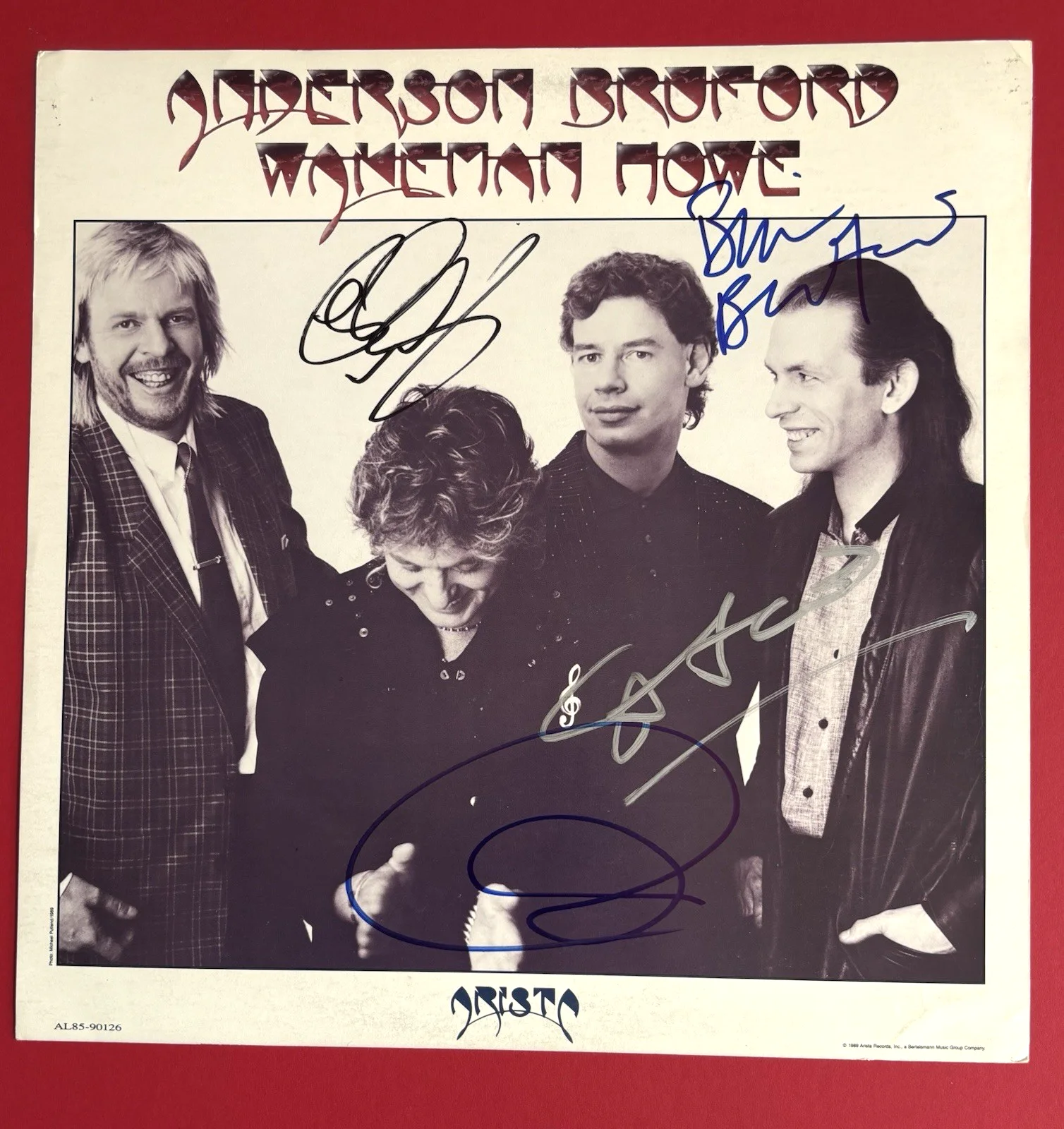 ANDERSON BRUFORD WAKEMAN & HOWE Signed PROMO FLAT POSTER x ALL JSA COA Steve YES, image 2
