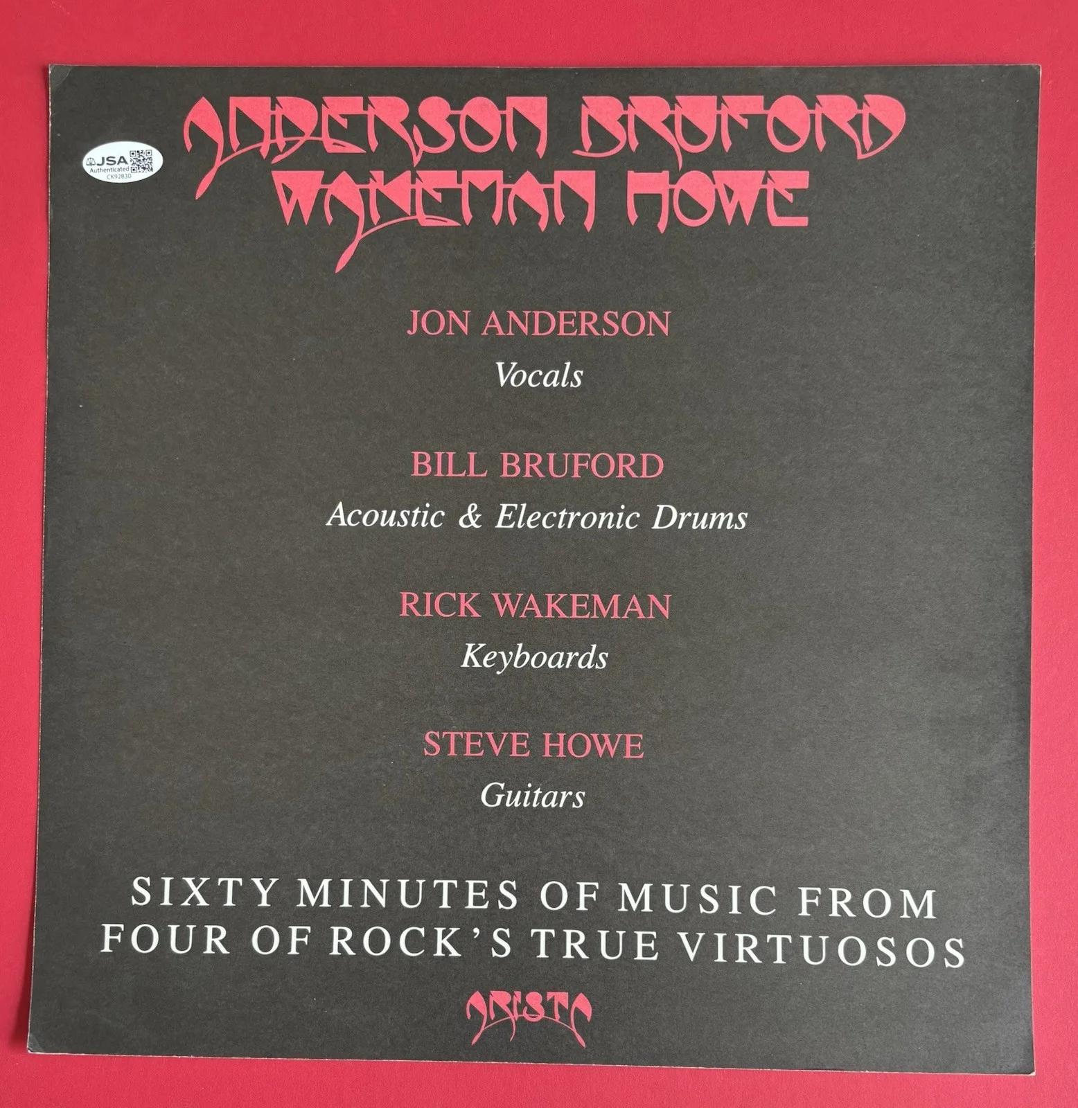 ANDERSON BRUFORD WAKEMAN & HOWE Signed PROMO FLAT POSTER x ALL JSA COA Steve YES, image 5