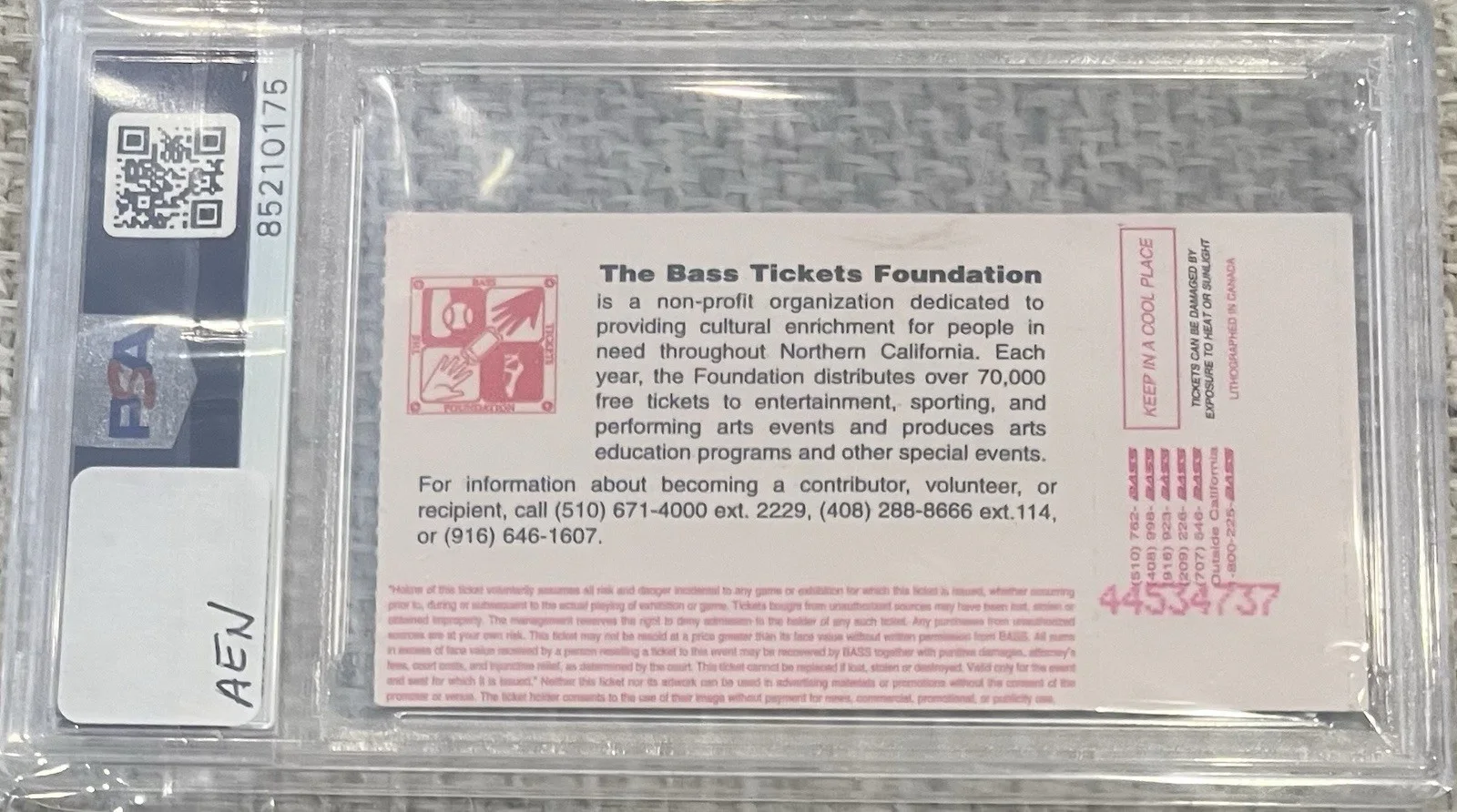 Phil Collins Signed 1979 Ticket PSA/DNA Gem Autograph Rare, image 3