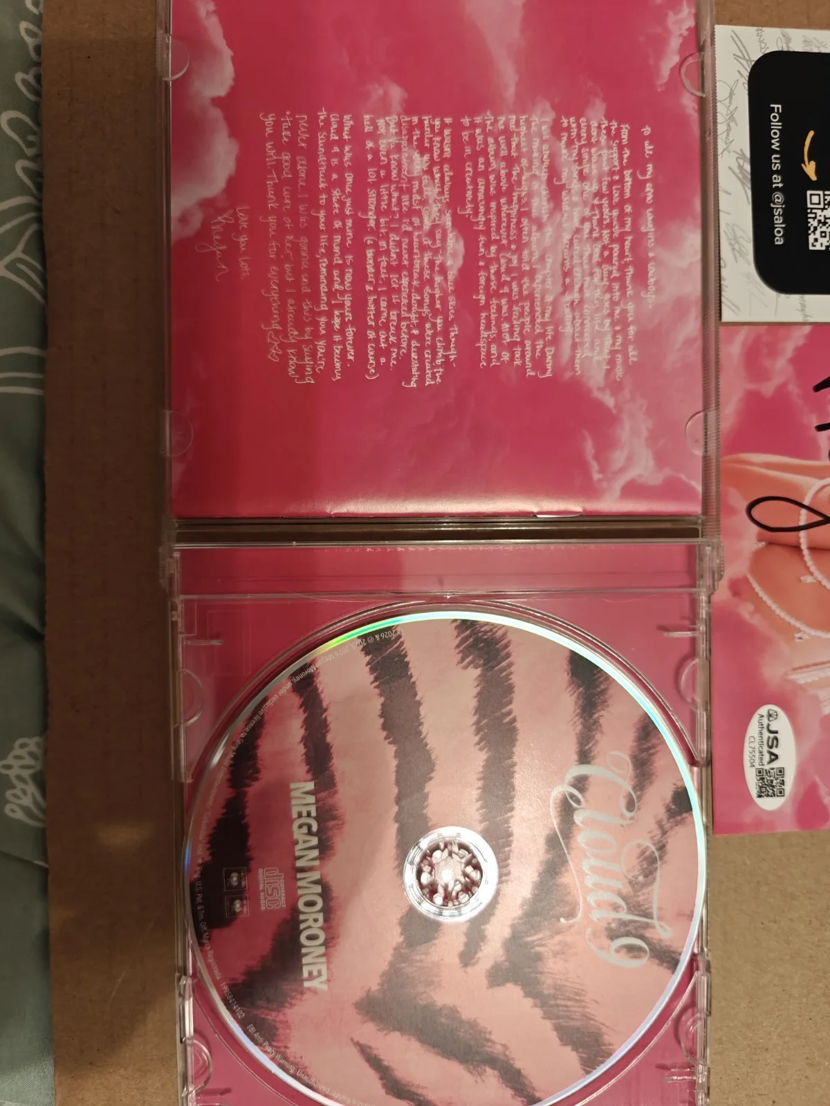 Megan Moroney Cloud 9 Signed CD JSA Certificate, image 4